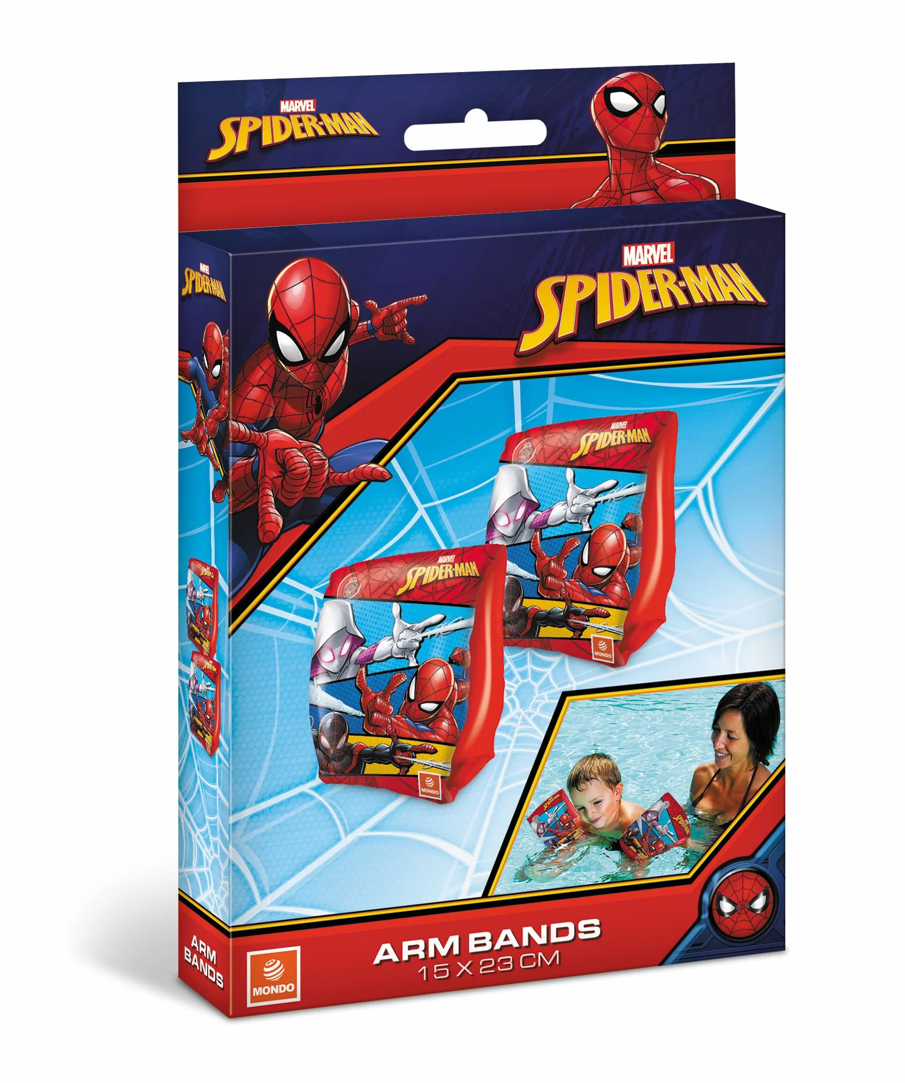 Mondo Zabawki - Opaski na ramię Spiderman - Opaski bezpieczeństwa dla dzieci - Materiał PVC - Nadaje się dla dzieci w wieku od 2 do 6 lat o wadze 6-20 kg - 16927