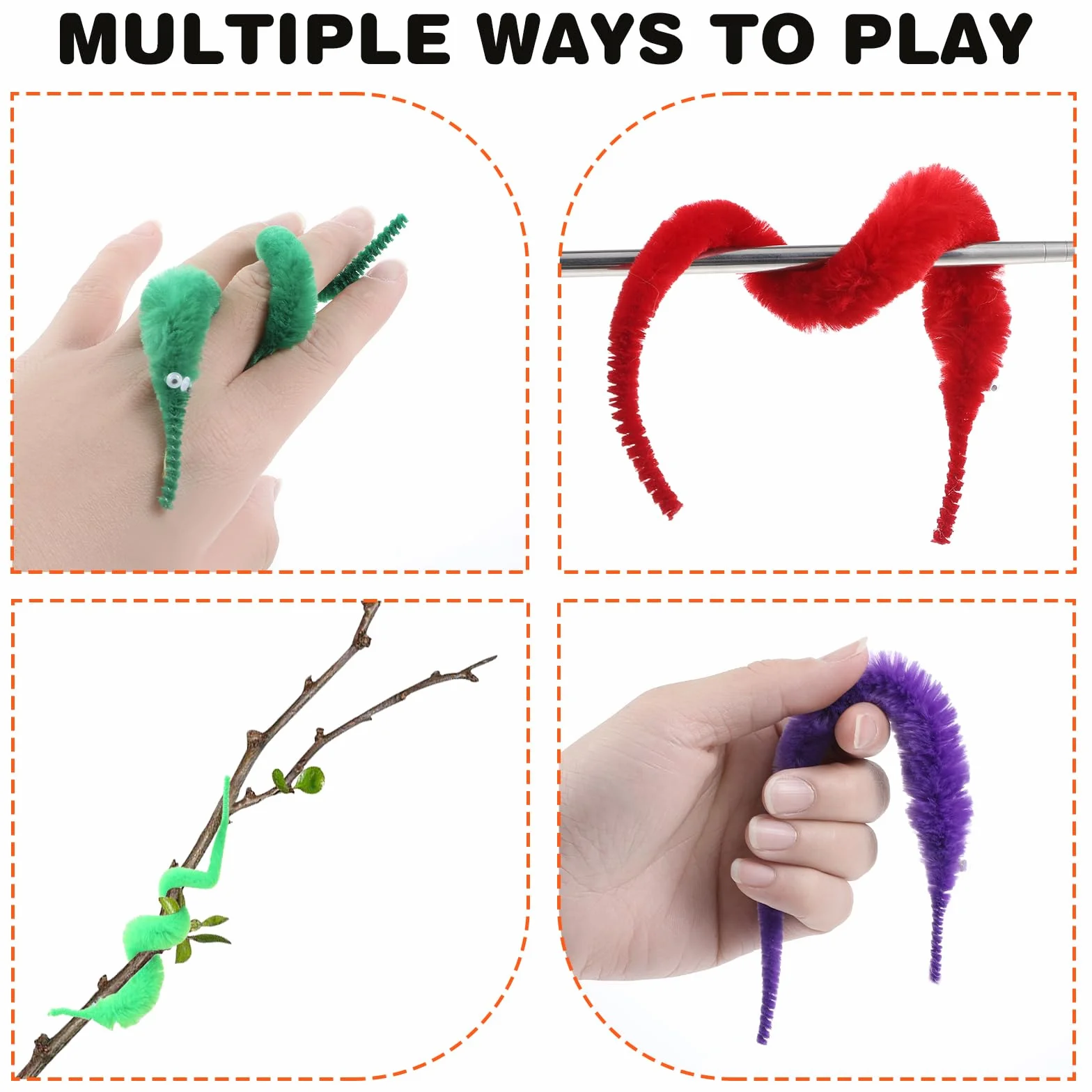 oruola 24 sztuki Magic Worm zabawka dla kotów, 23 cm, magiczny robak, kolorowa pluszowa zabawka dla kotów i dzieci, magiczna gąsienica do zabawy i rozrywki