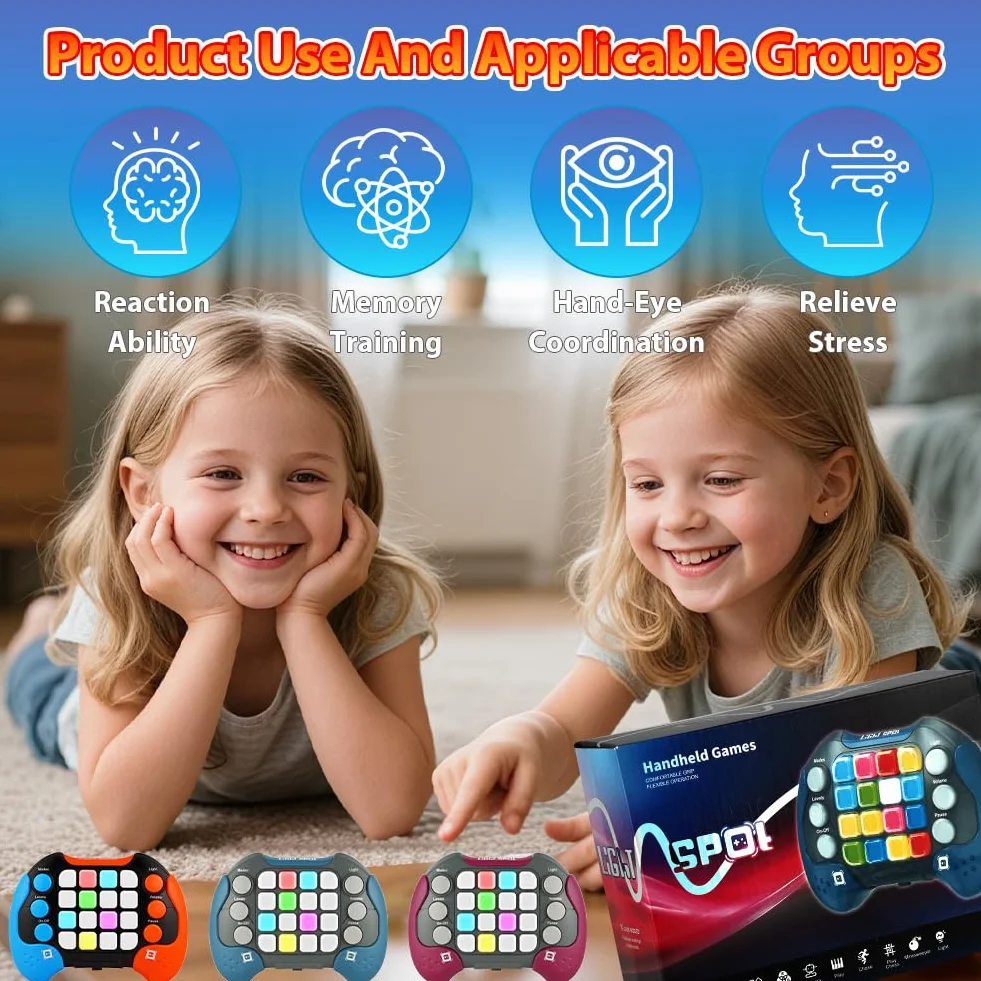 Fidget Toys Quick Push Zabawka dla dzieci i dorosłych, zabawka do zabawy, ręczna gra logiczna, elektroniczna konsola do gier, prezent dla chłopców, dziewcząt, nastolatków (kolor czerwony)