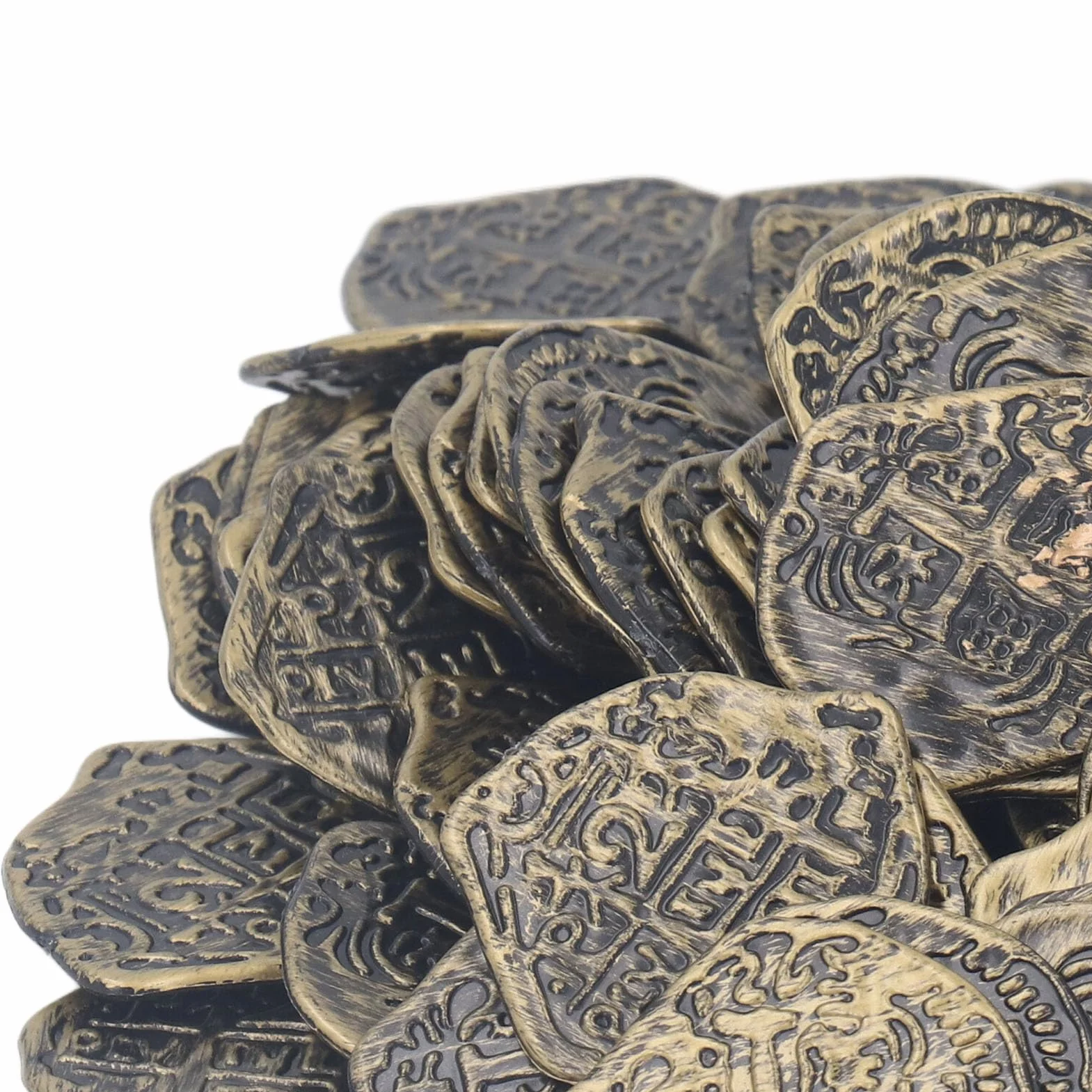 100 szt. Monety Pirackie St Patrick Coin Plastikowe Monety Fałszywe Monety do Zabawy na imprezę z Okazji Halloween (Opalony na brąz)