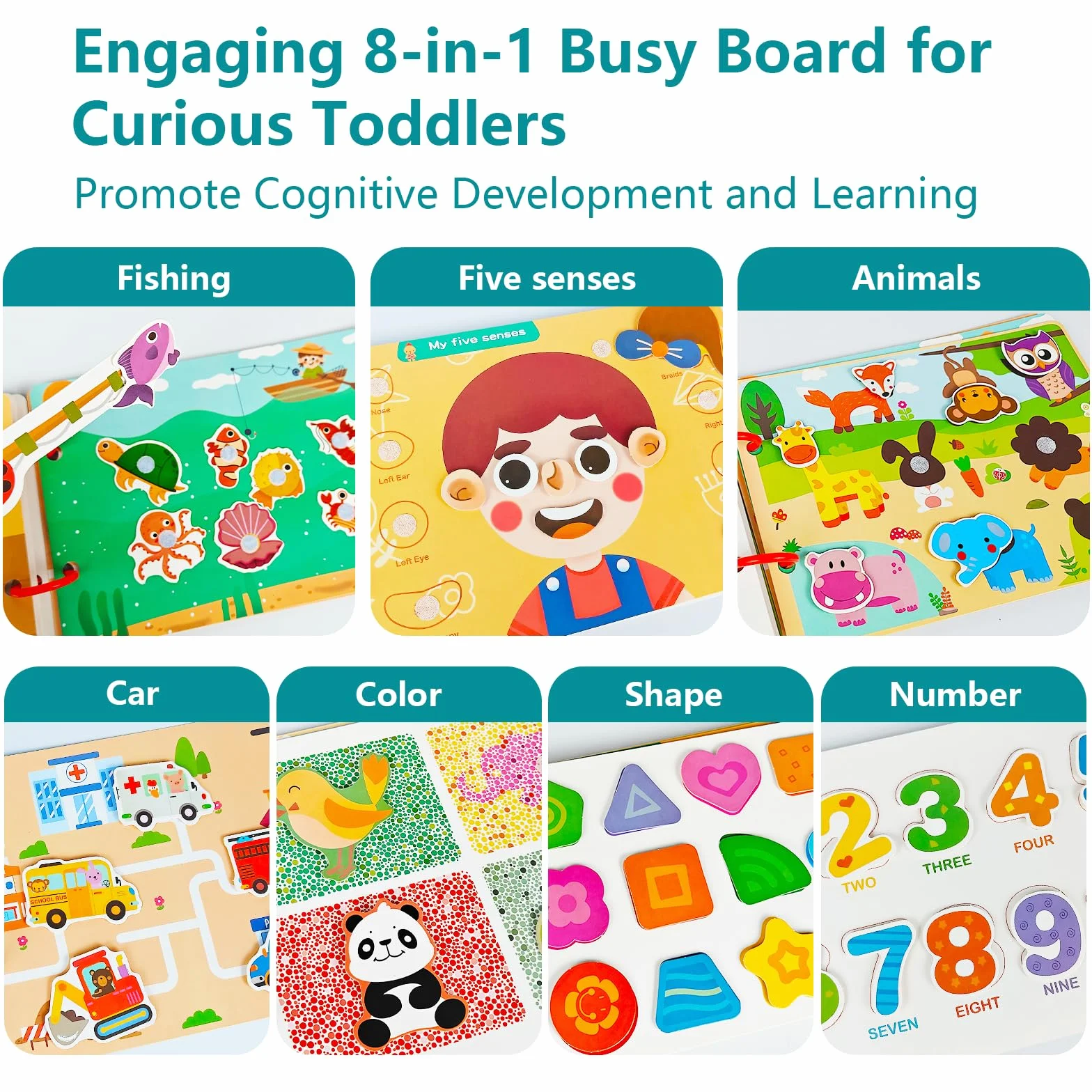 Montessori Busy Book od 1 2 3 4 5 lat dla małych dzieci, Busy Board Quiet Book zabawki sensoryczne dla niemowląt, Activity Board zabawka motoryczna, prezenty urodzinowe dla chłopców i