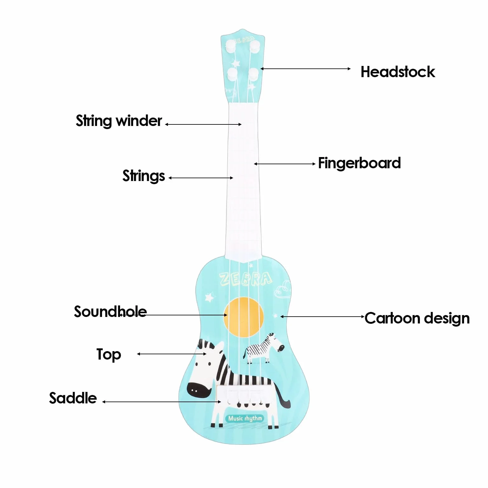 Topiky Symulacja Gitary Ukulele, Dziecięca Gitara Ukulele, Gitara Klasyczna Zabawka Muzyczna, Układany Edukacyjny Instrument Muzyczny Wczesna Nauka Muzyczna Zabawka, (BLUE)