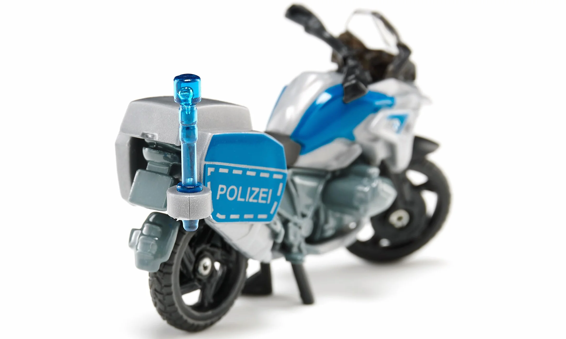 siku 1551, BMW motocykl policyjny, metal/tworzywo sztuczne, niebieski/srebrny, zabawkowy motocykl dla dzieci, niebieskie światło, ruchoma kierownica i stojak
