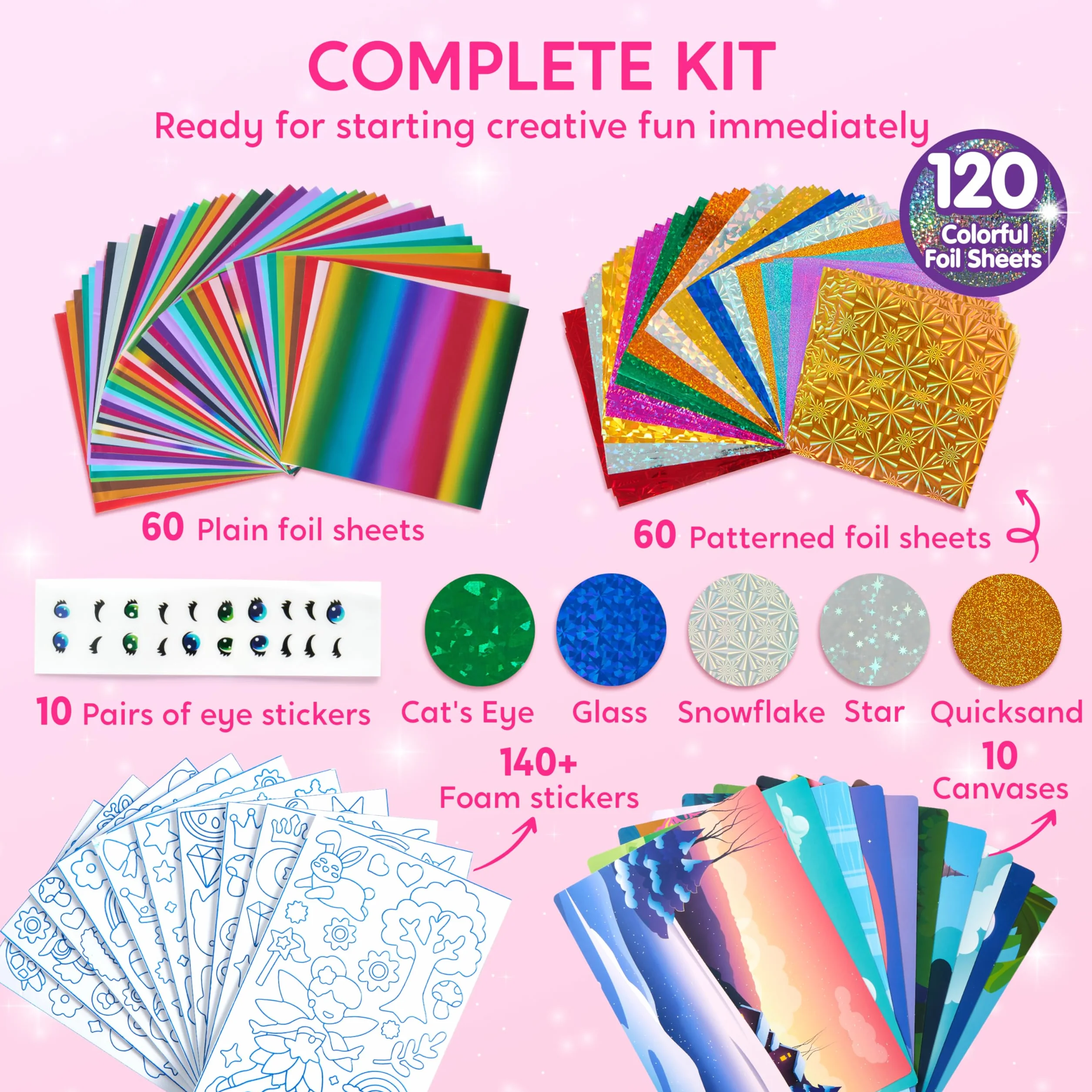Klever Kits Zestaw sztuki folii księżniczek dla dzieci – materiały do rękodzieła, czyste malowanie, naklejki piankowe z folii, kreatywna zabawka podróżna, prezent urodzinowy dla chłopców i dziewczynek