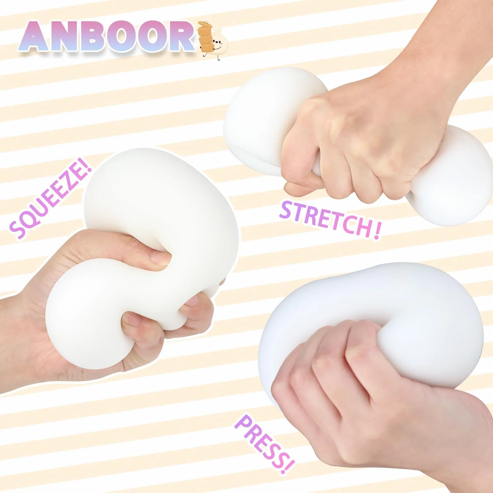 Anboor Zabawka na parze Squishies, redukuje stres, zabawka sensoryczna, symulacja bułek, zabawka do wyciskania, prezent na imprezę dla dzieci