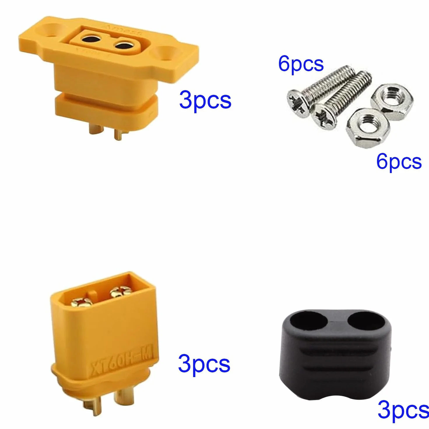 RUNCCI-YUN 3 pary XT60E-F gniazdo wysokowydajne wtyczki do zabudowy + wtyczka XT60H ze śrubami do akumulatora Lipo XT-60 wtyczka 2pin do RC FPV Lipo akumulator RC Quadcopter