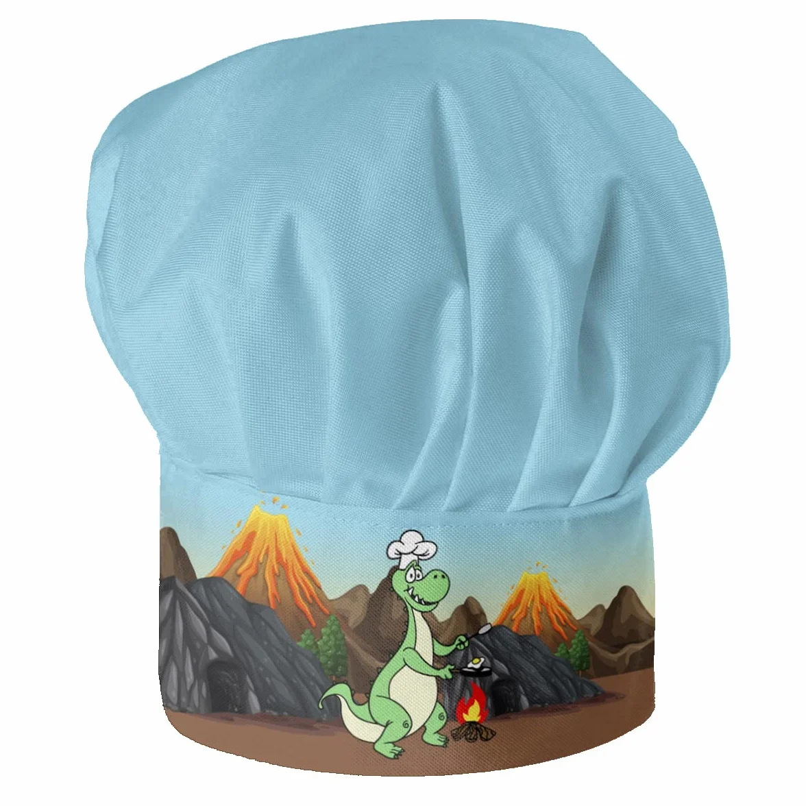 Czapka kucharska + fartuch kucharski zestaw 2-częściowy dla dzieci, dla chłopców, fartuszek kuchenny do gotowania, pieczenia z zapięciem na rzepy Dino [099]