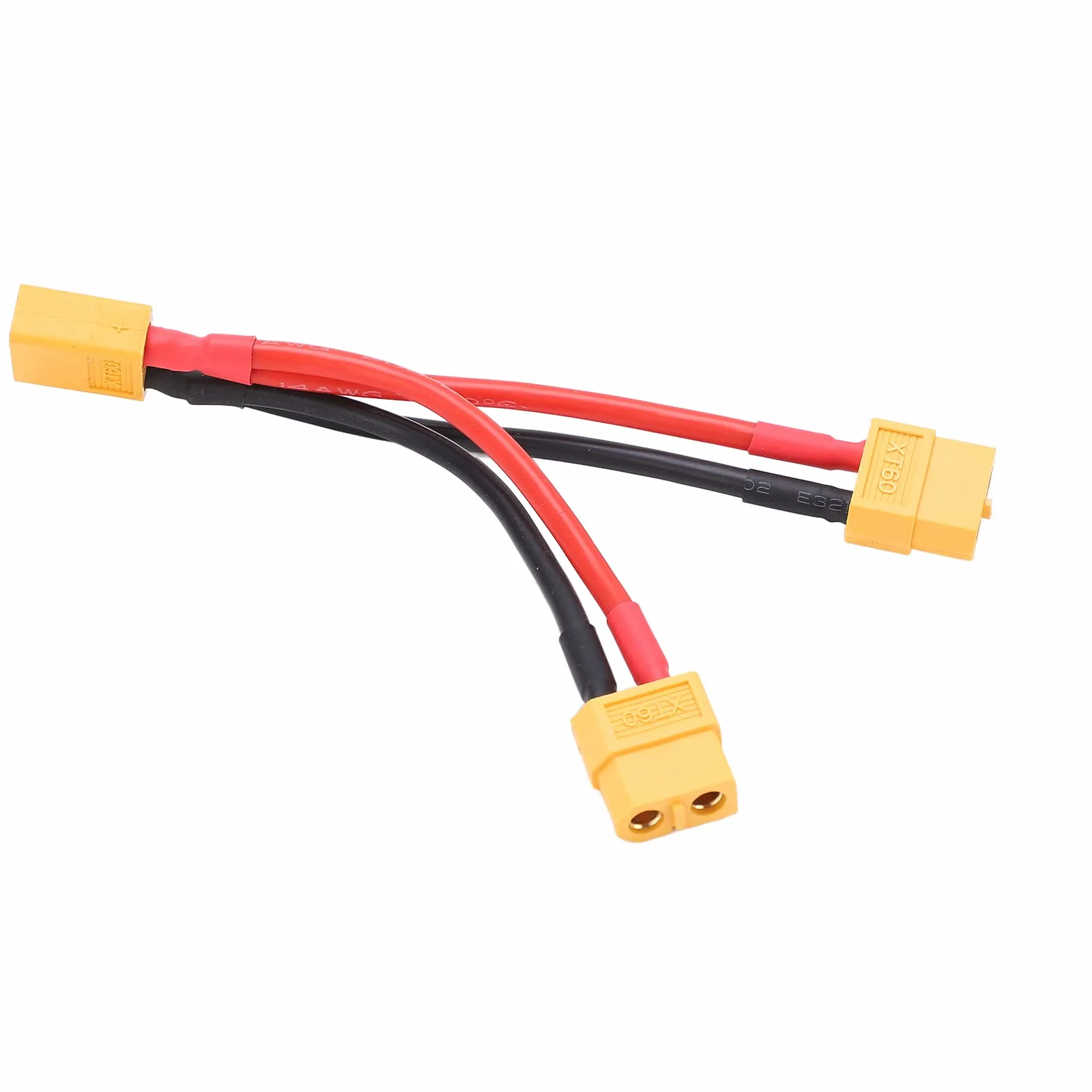 Adapter Kabla Równoległego do Akumulatora RC, 9cm, Wtyk XT60, Podwójny Przedłużacz Y-splitter, 1 Wtyk na 2 Gniazda, Przewód Silikonowy do RC Lipo