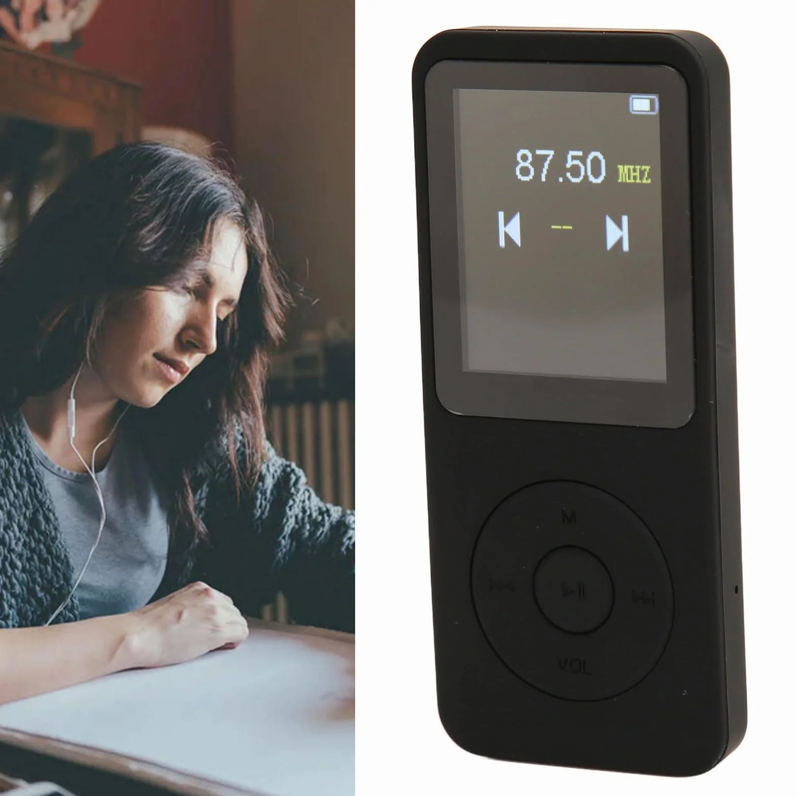 Przenośny Odtwarzacz Muzyczny MP3 MP4 z Bluetooth 5.0 Odtwarzacz Muzyczny HiFi 128 GB dla Dzieci Bez Karty Pamięci Wbudowany Głośnik HD Radio FM Dyktafon Odtwarzanie Wideo