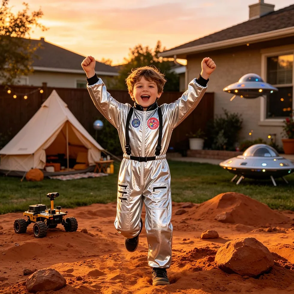 AUYAO Kostium Astronautów Dziecko, Kostium Dziecka, Kostium Astronautów Dziecko, Prezent na Karnawał Halloween Cosplay, Srebrny