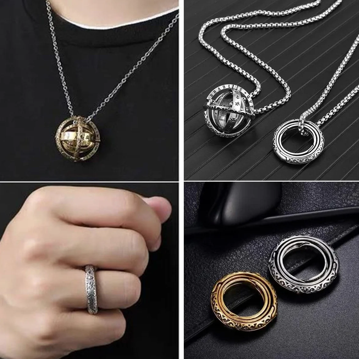 zabawki do dekompresji pierścieni, 2 sztuki, zabawki spinner, dekompresyjne, fidgety, zabawki do dekompresji, pierścienie Fidget, pomaga złagodzić stres i lęk dzieci i dorosłych (złoty +