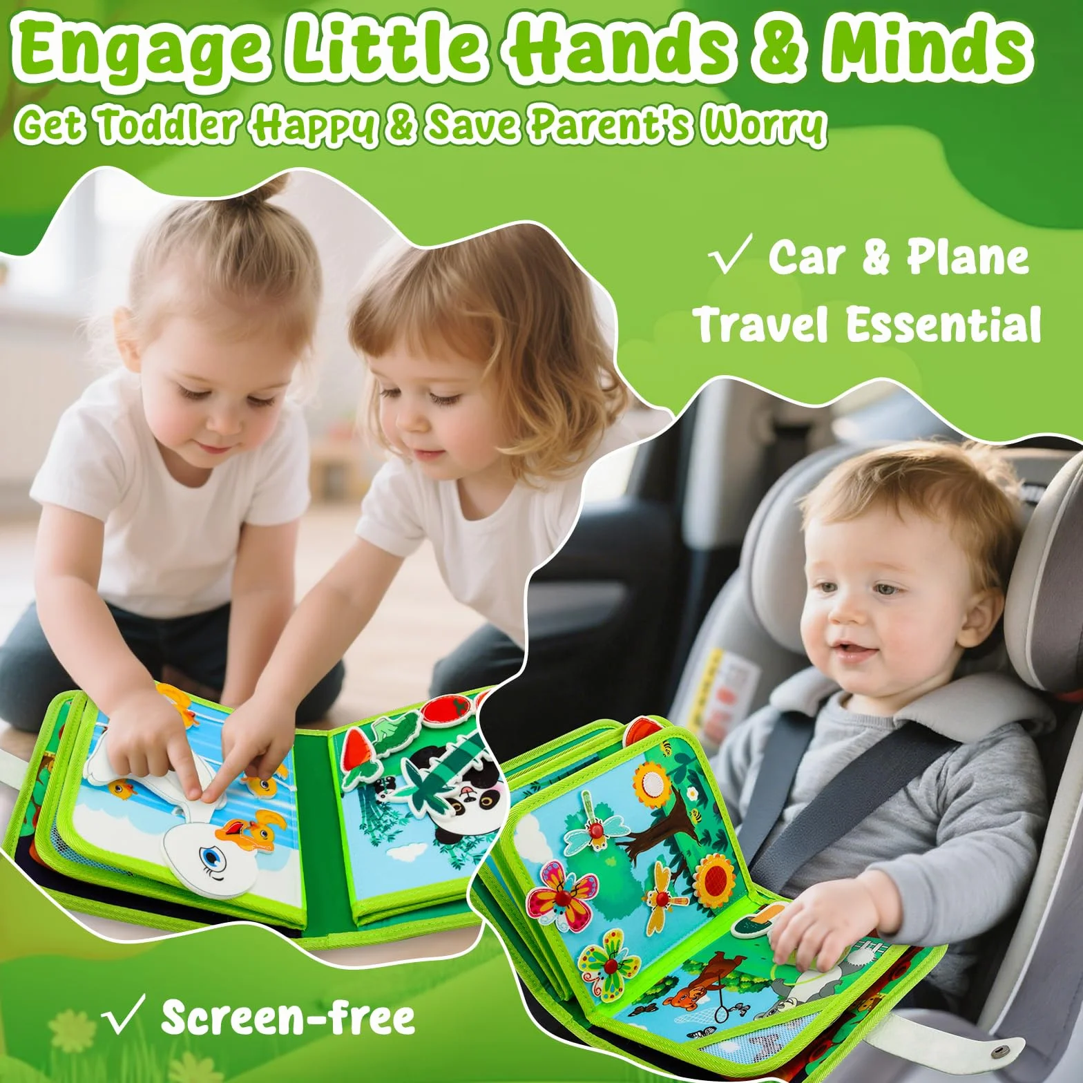 KETIEE Montessori zabawka dla dzieci od 1 roku życia, miękki filc, zabawka motoryczna dla dzieci, zabawka motoryczna do samolotu, samochodu, zabawka edukacyjna, prezent dla dzieci od 1, 2, 3, 4 lat