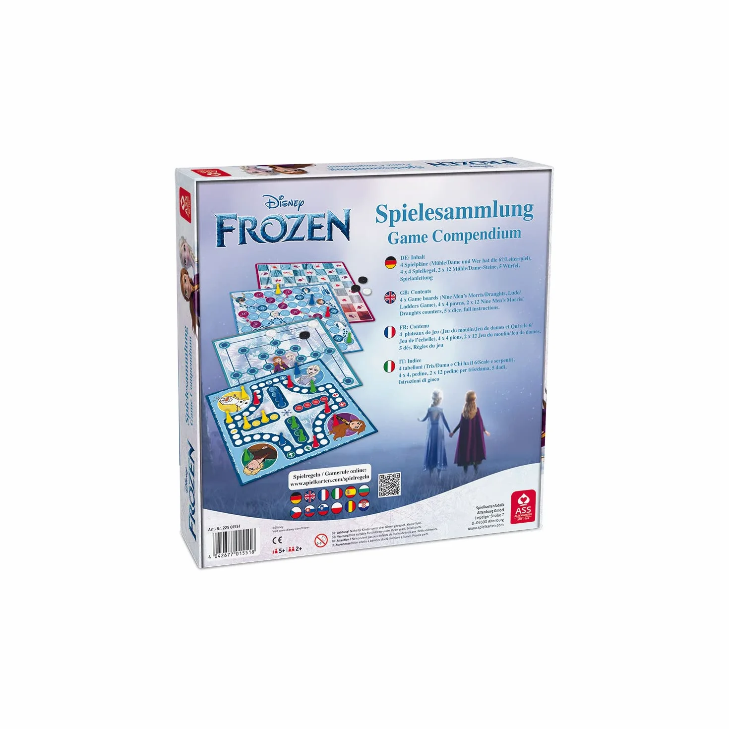 Cartamundi Disney Frozen 2 Games Compendium, ciesz się 35 grami, w tym Nine Men's Morris, Draughts, Ludo, Ladders, gry planszowe, świetny prezent dla dzieci w wieku od 5 lat