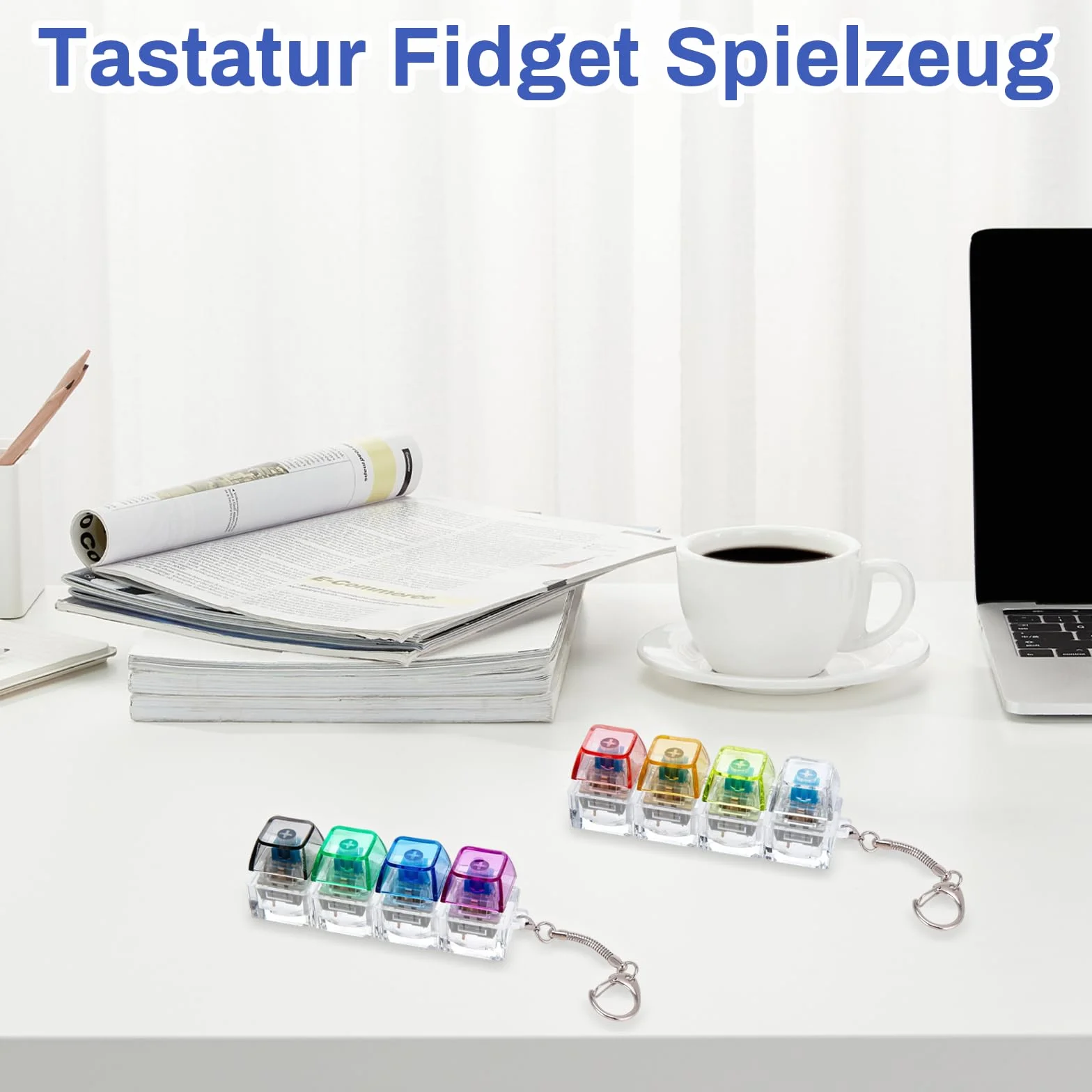 Zestaw 2 sztuk fidget toys dla dorosłych, fidget toys klawiatura Fidget Toy Keychain Keychain, redukcja stresu, dla dorosłych, kliker, klawiatura, breloczek do kluczy