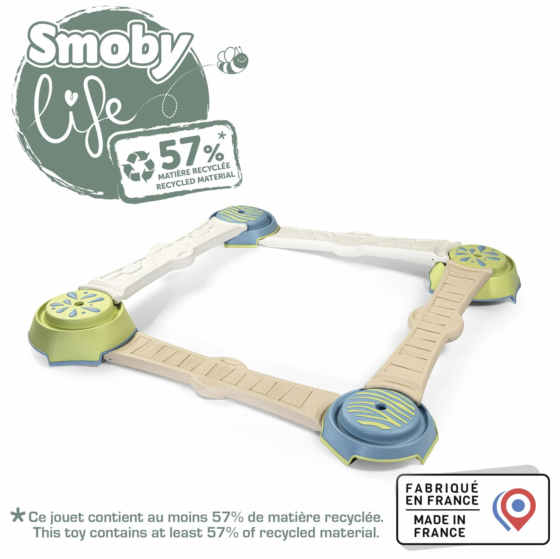 Smoby Life - Tor przygód - Tor umiejętności motorycznych - 4 klocki i 4 deski - Do 3,5 m długości - Materiał z recyklingu - Od 2 lat - Wyprodukowano we Francji
