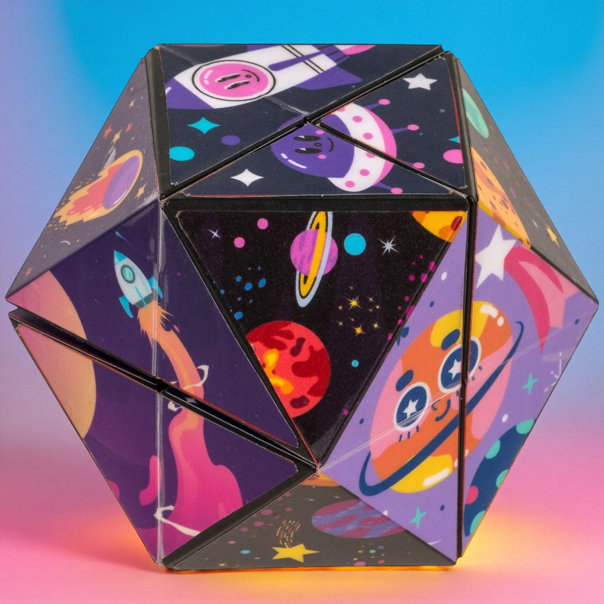 MIJOMA Infinity Cube – niekończąca się kostka z ekscytującymi motywami, Fidget zabawka przeciwko stresowi i nudzie, składana kostka dla dzieci i dorosłych, 5,5 cm (kosmos)