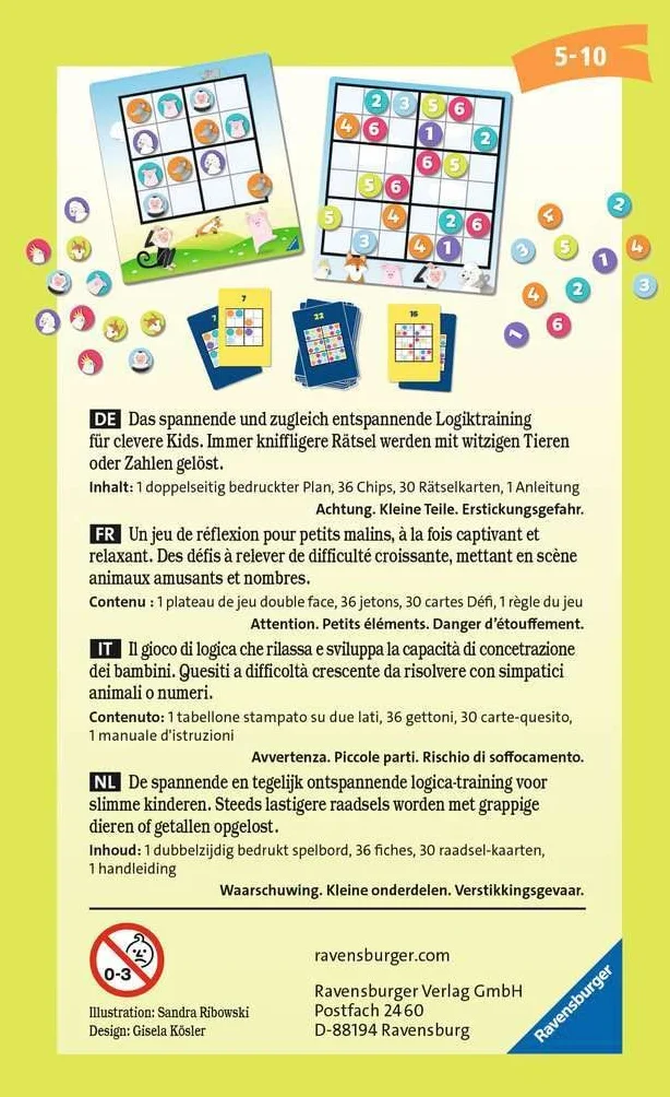 Ravensburger Kids Sudoku, Biały, Od 5 do 10 lat