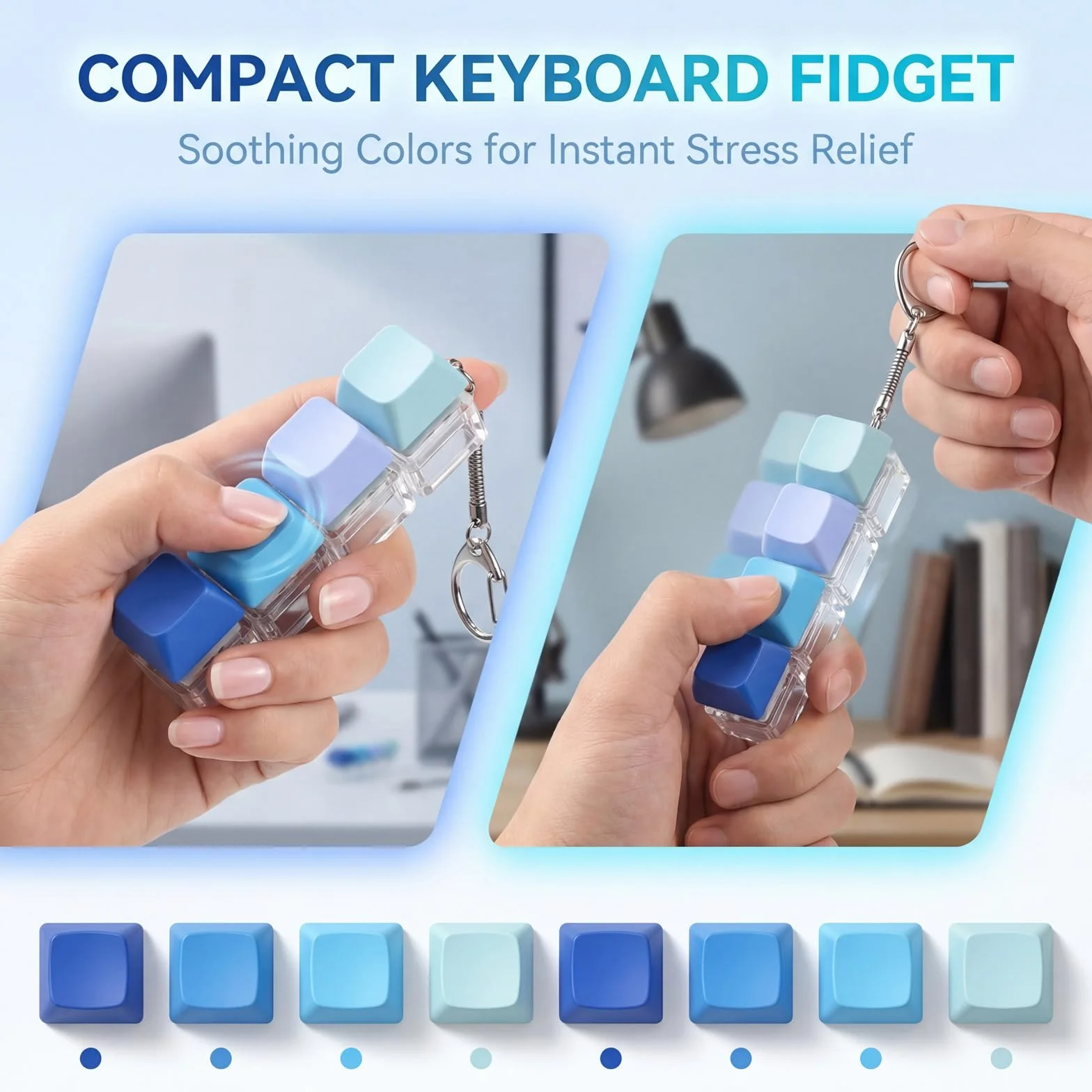 Qianyu 2 szt. klawiatura Fidget zabawka cicha i głośna klawiatura Fidget brelok Fidgets Clicker Brelok Klawiatury Fidgets Clicker Cube mechaniczne klawisze zatrzaskowe dla dorosłych biura domu