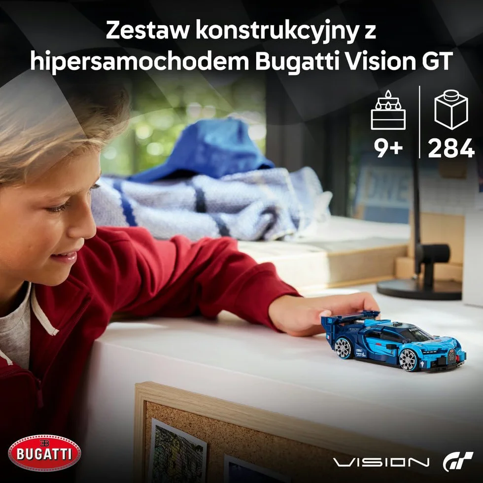 LEGO Speed Champions Hipersamochód sportowy Bugatti Vision GT, zabawka konstrukcyjna dla dzieci w wieku od 9 lat, pomysł na prezent dla chłopców, dziewczynek i miłośników samochodów 77253