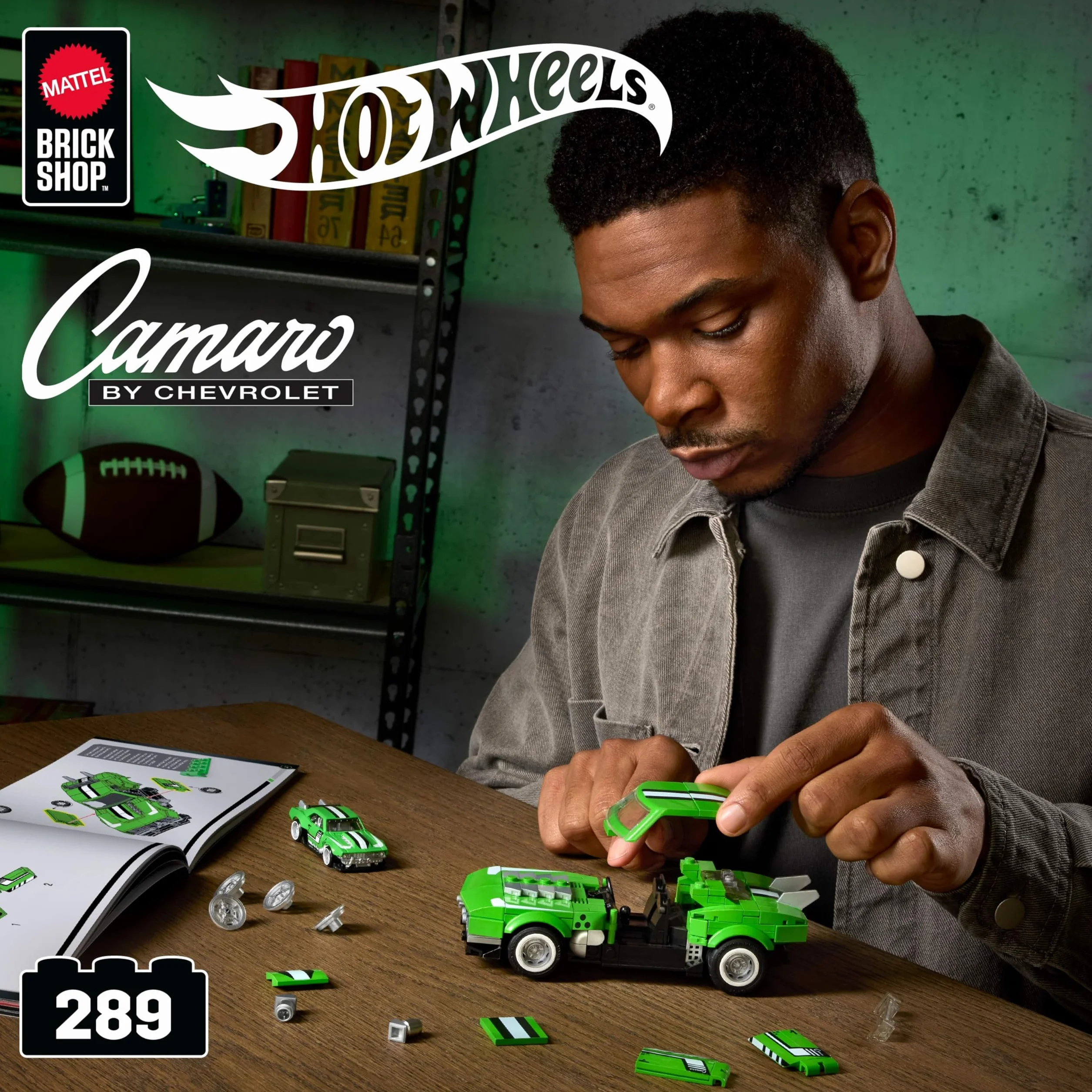 Mattel Brick Shop Klocki Hot Wheels Speed Series Custom ’68 Camaro Samochód do zbudowania, 289 elementów, zestaw konstrukcyjny dla dorosłych kolekcjonerów i zabawka dla dzieci od 10 roku życia, JFT16