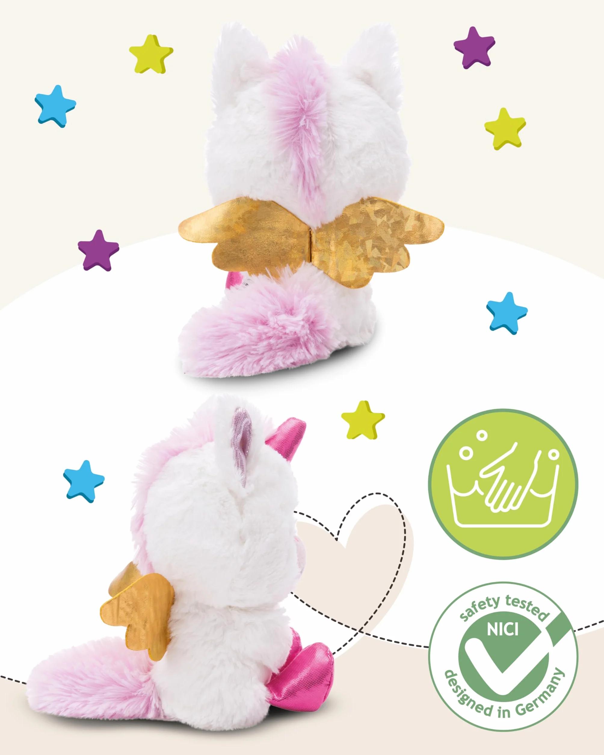 NICI soft toy GLUBSCHIS Unicorn Glowy Kaddi 15cm white - Cuddly cute plush to snuggle and play with, for children & adults, great gift idea - 49695