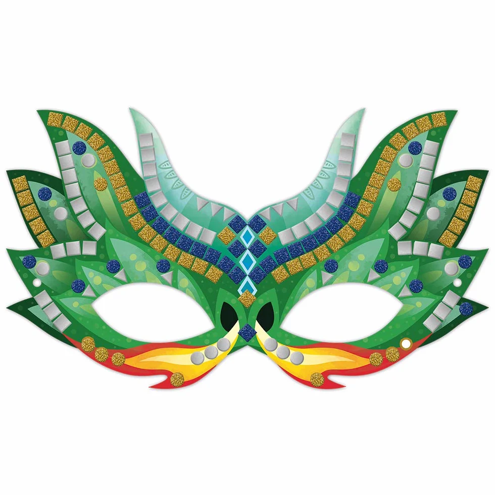 Janod - Mosaic Masks Set - Les Ateliers du Calme - Childrens Creative Leisure Kit - Develops Fine Motor Skills and Concentration - Suitable for ages 7 and up - J07956