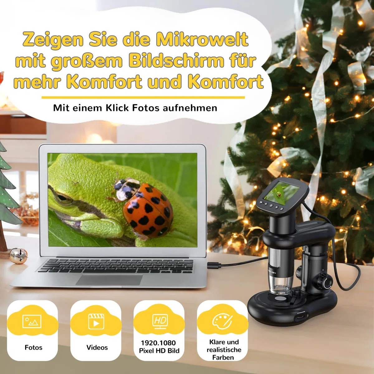 Microscope IMICHI mikroskop dla dzieci z ekranem LCD 1000 x duże powiększenie, wyraźny obraz, wyjątkowa przegródka na owady, dla dzieci, mikroskop cyfrowy przenośny