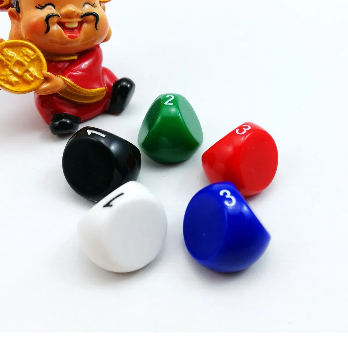 Bescon Polyhedral Dice 3-stronne kości do gier, matryca D3, kości D3, 3-stronne kostki, 3-stronna kostka, 5 różnych nieprzezroczystych kolorów