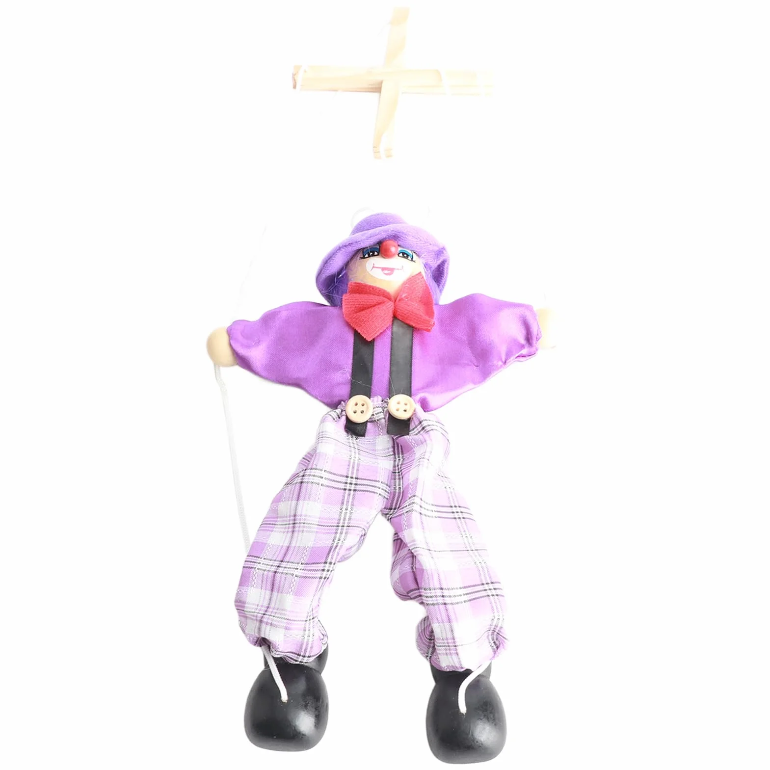 Drewniane Zabawki Rzemieślnicze Marionetki śmieszne Kolorowe Lalki ze Sznurkiem na Prezenty dla Dzieci, Zabawki Wczesnego Rozwoju (PURPLE)