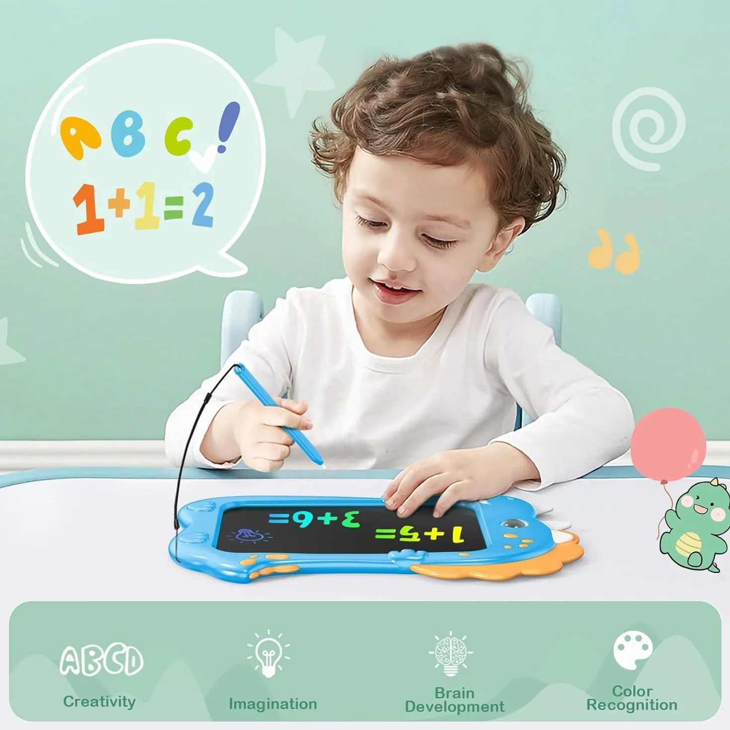 Kizmyee Tablica LCD do rysowania dla dzieci, zabawki dla małych dzieci w wieku 3, 4, 5, 6 lat dla chłopców i dziewczynek, 21,6 cm tablica do szarpania, rysunkowa tablica z dinozaurami dla dzieci w