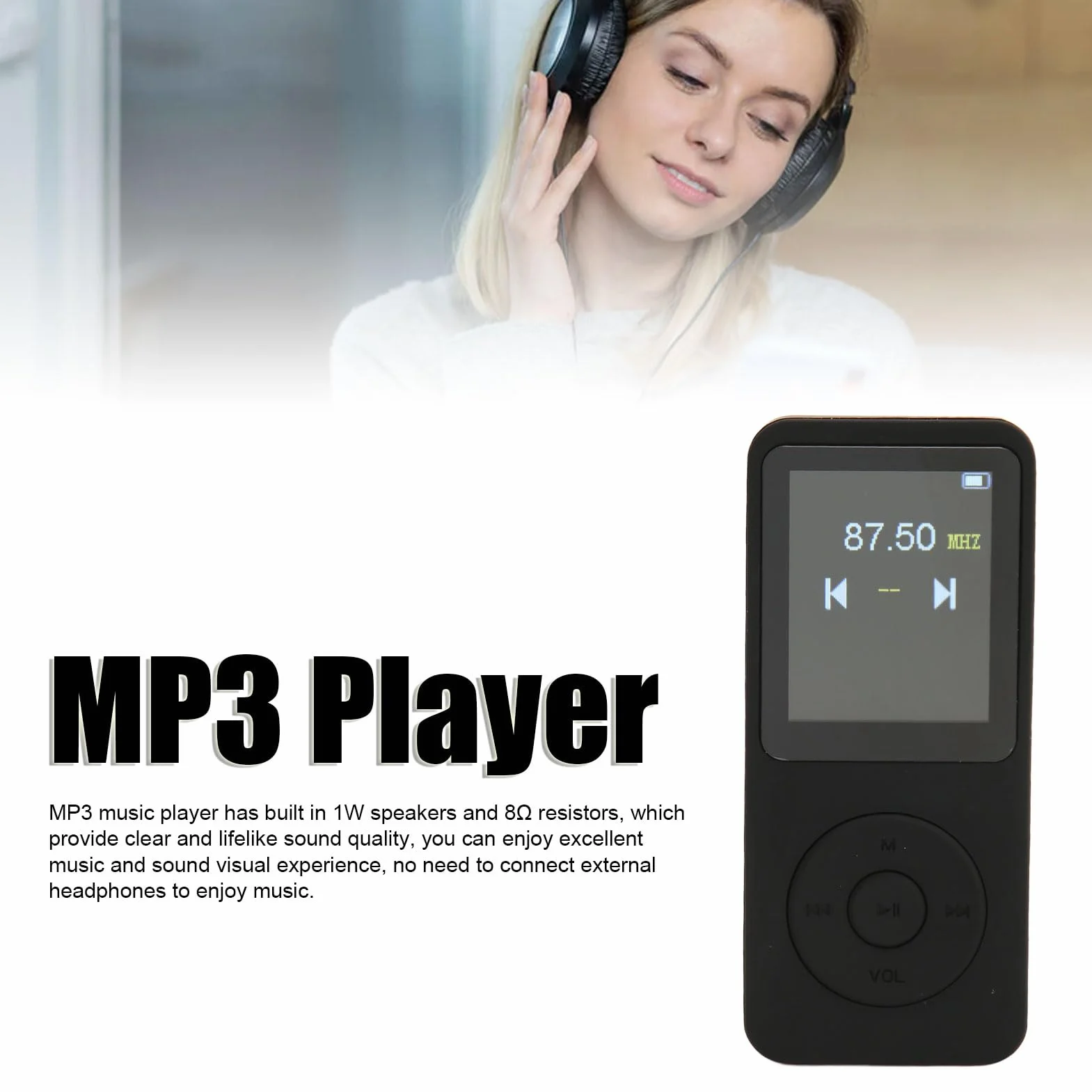 Przenośny Odtwarzacz Muzyczny MP3 MP4 z Bluetooth 5.0 Odtwarzacz Muzyczny HiFi 128 GB dla Dzieci Bez Karty Pamięci Wbudowany Głośnik HD Radio FM Dyktafon Odtwarzanie Wideo