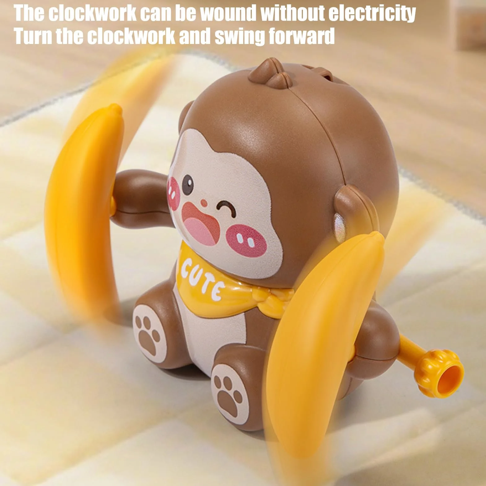 Monkey Wind Up - Toy for Birthday Surprises, Interactive Battery Free Clockwork Windup Animal performing Flipping Action Trick Figure with Mechanical Turn Key Plaything Entertainment Gift for Kids Toy