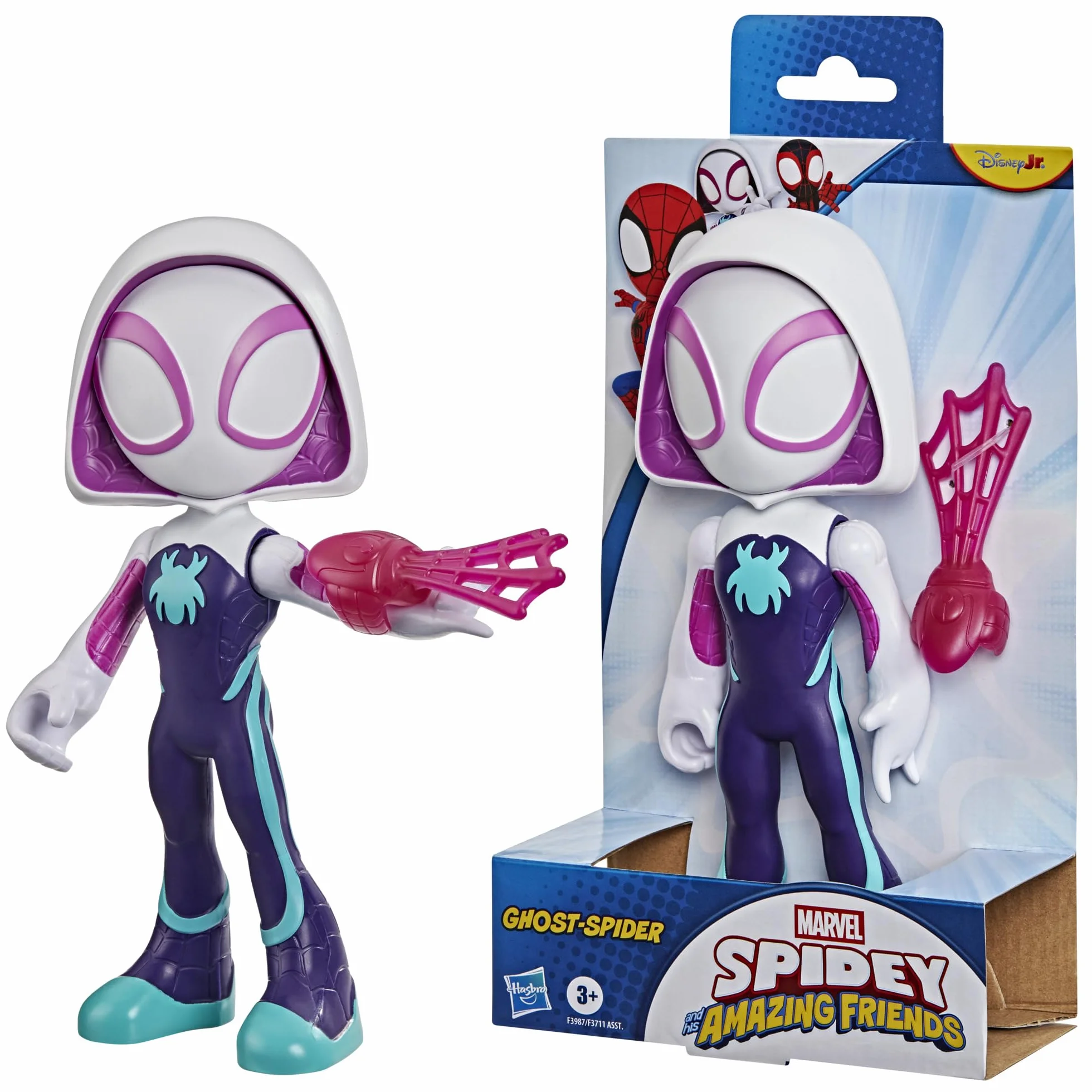 Superwielka figurka Ghost-Spider o wysokości 22,5 cm z serialu ""Spidey i super-kumple"" Marvela, zabawki dla przedszkolaków, zabawki z superbohaterami dla chłopców i dziewczynek w wieku od 3 lat