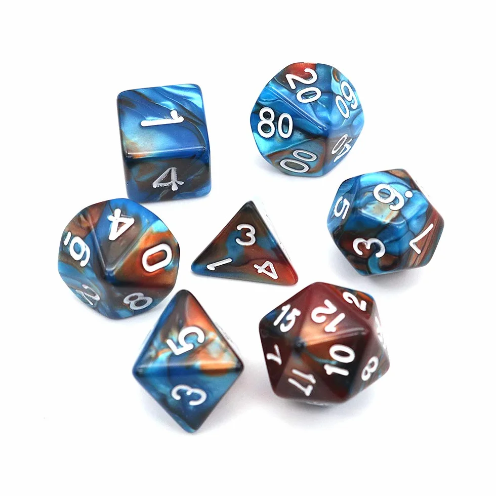 DollaTek Polyhedral Dice zestaw do gry sto?owej, kostka, 3 zestawy kostek 3 x 7 (21 sztuk), seria D20, D12, D10, D8, D6, D4, DND, kostka, DND, RPG, MTG, dwucz??ciowa (zielona i z?ota)