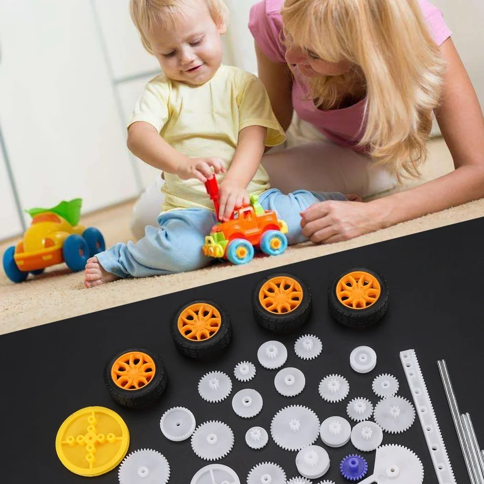 Akozon Plastikowe koła zębate Szklany pasek Zestawy zębatek Zestawy kół zębatych Wał Pas DIY Zestaw akcesoriów 78szt