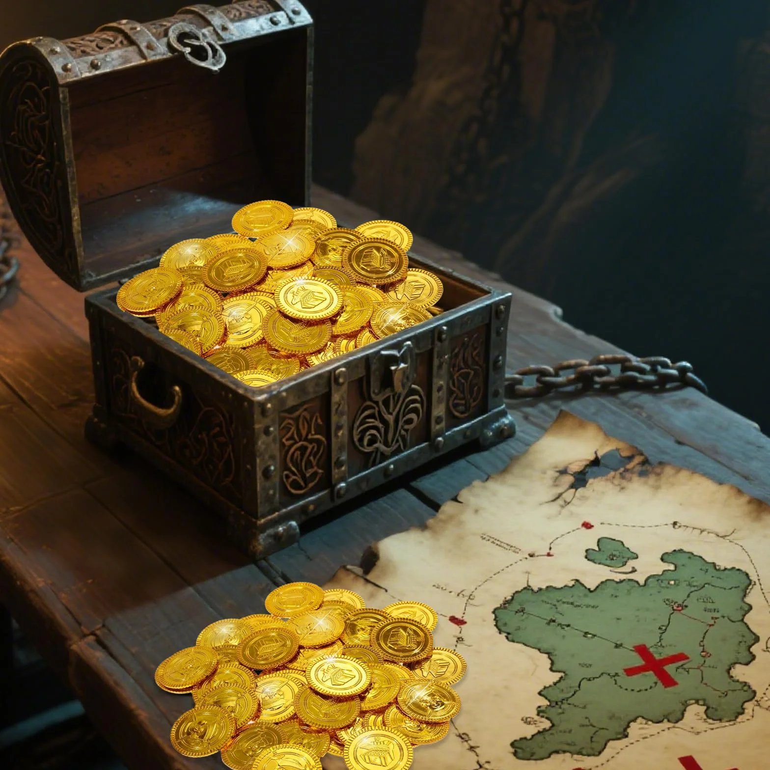 Złote Monety Piratów 100 sztuk na Urodziny Prezent Uczestnictwa
