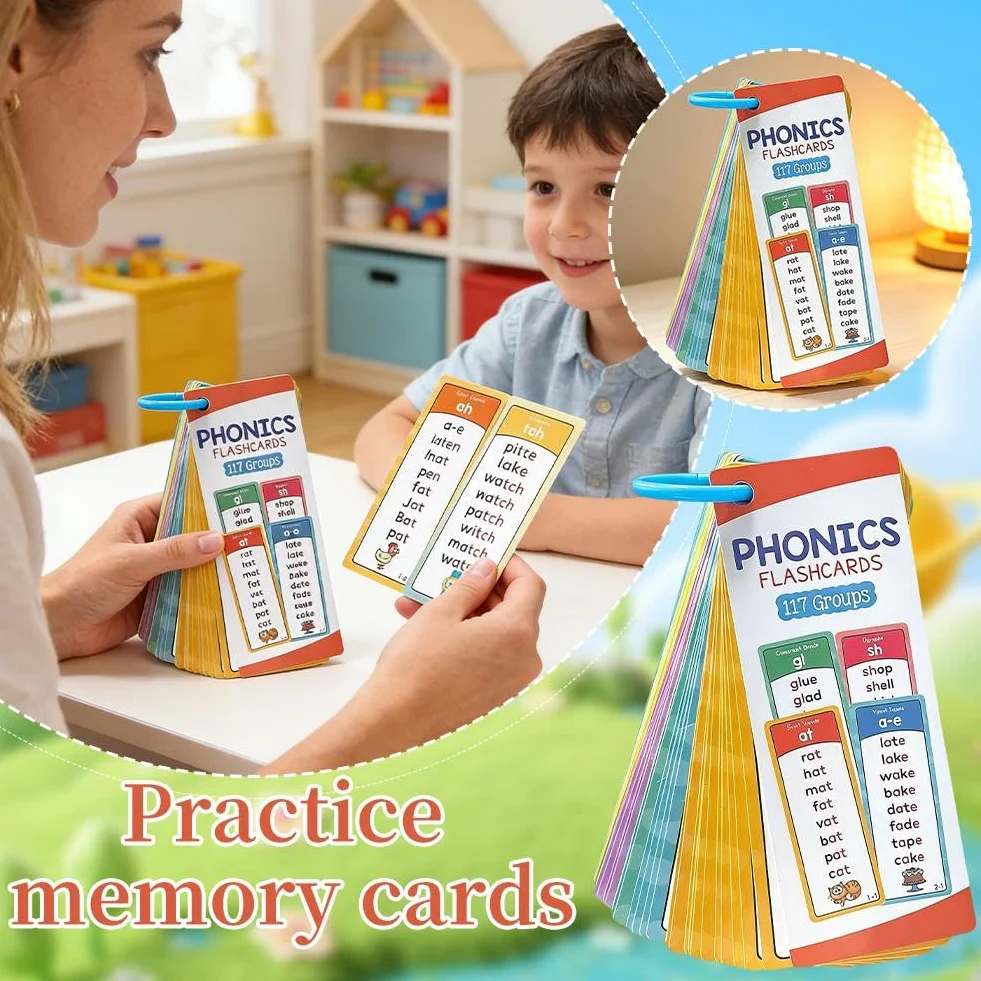 Phonics Flash Cards, karty foniczne, karta pamięci Little Wandle, edukacyjne digrafy do czytania i słowa, fiszki do przedszkola, przedszkola