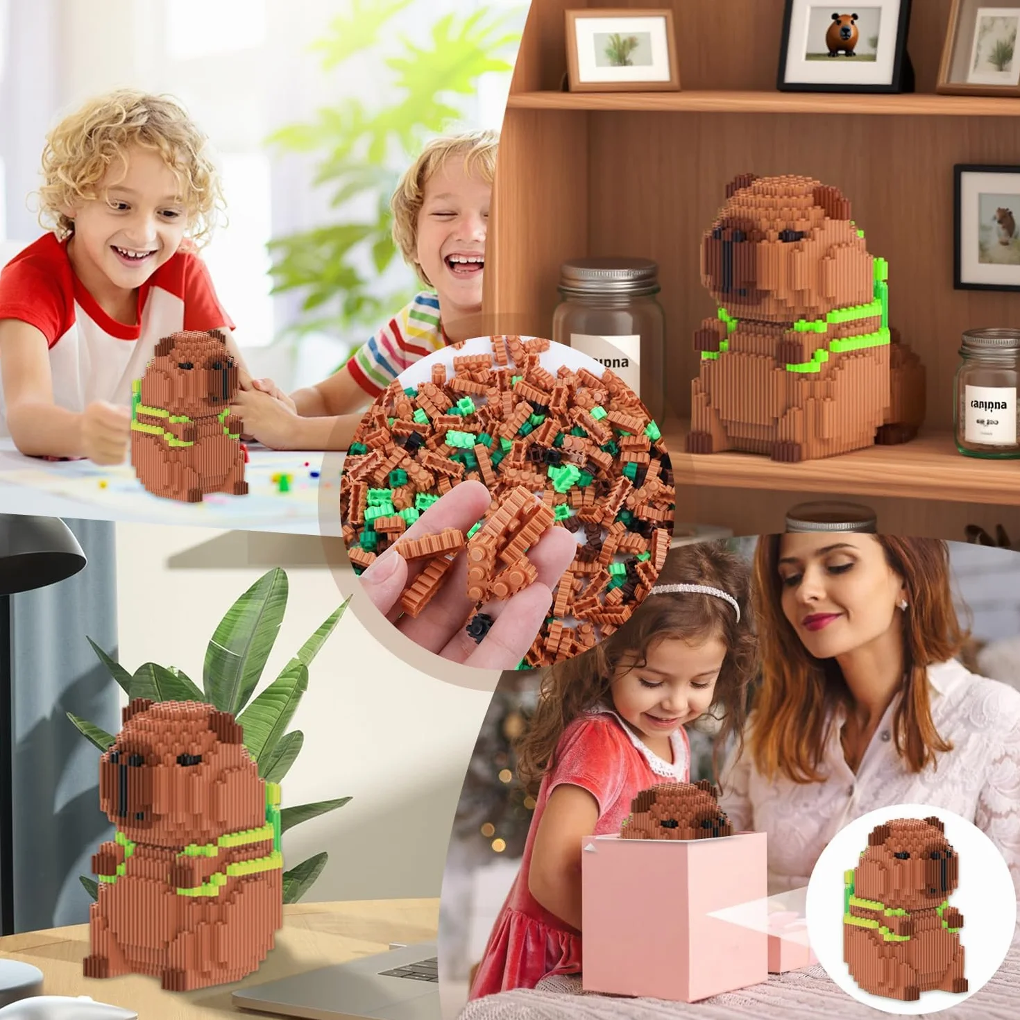 Mini klocki zaciskowe, zwierzęta Capybara, zabawka do budowania, bloki ze zwierzętami, mikro-building Capybara, klocki do samodzielnego montażu, dla dzieci i dorosłych, z podręcznikiem (1606
