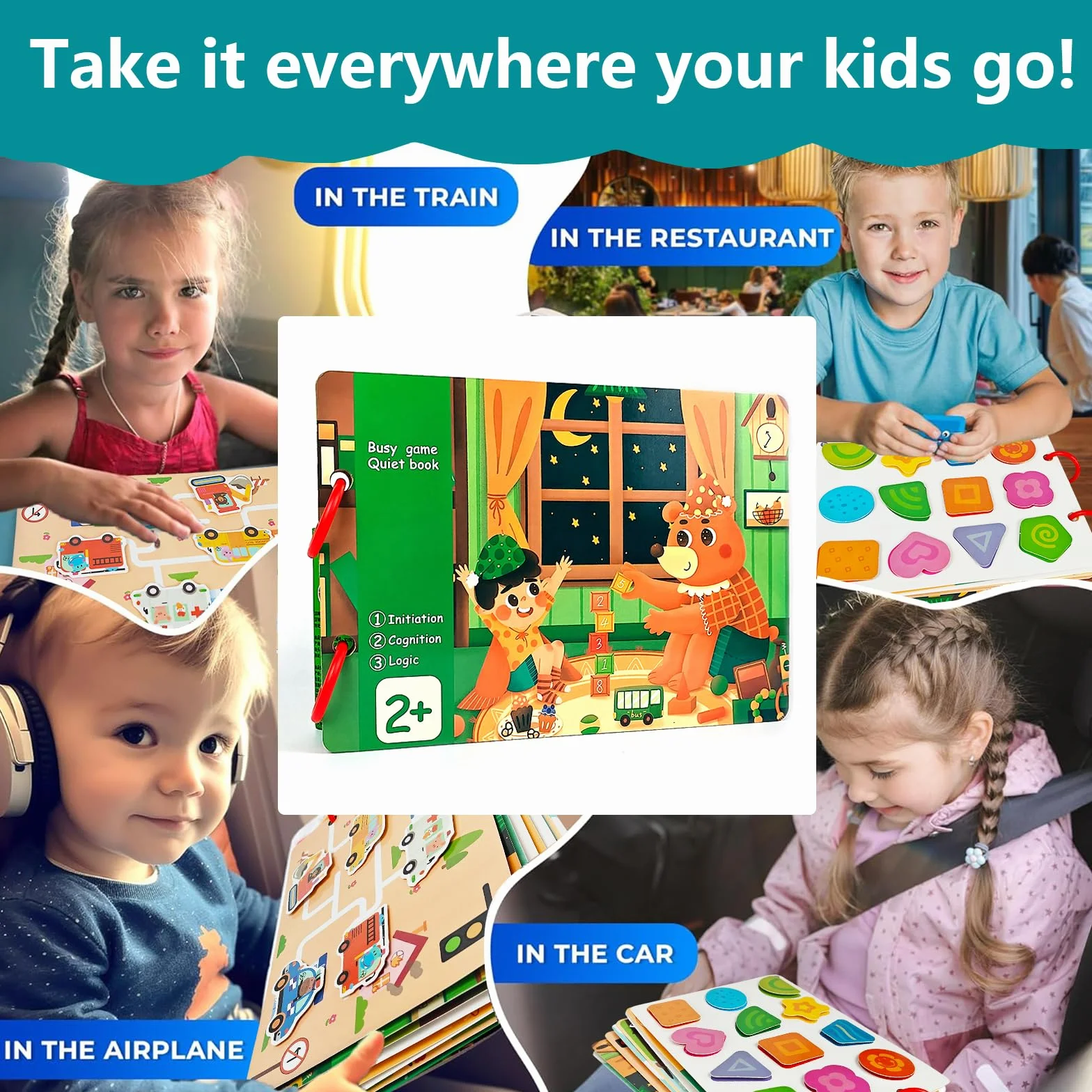 Montessori Busy Book od 1 2 3 4 5 lat dla małych dzieci, Busy Board Quiet Book zabawki sensoryczne dla niemowląt, Activity Board zabawka motoryczna, prezenty urodzinowe dla chłopców i