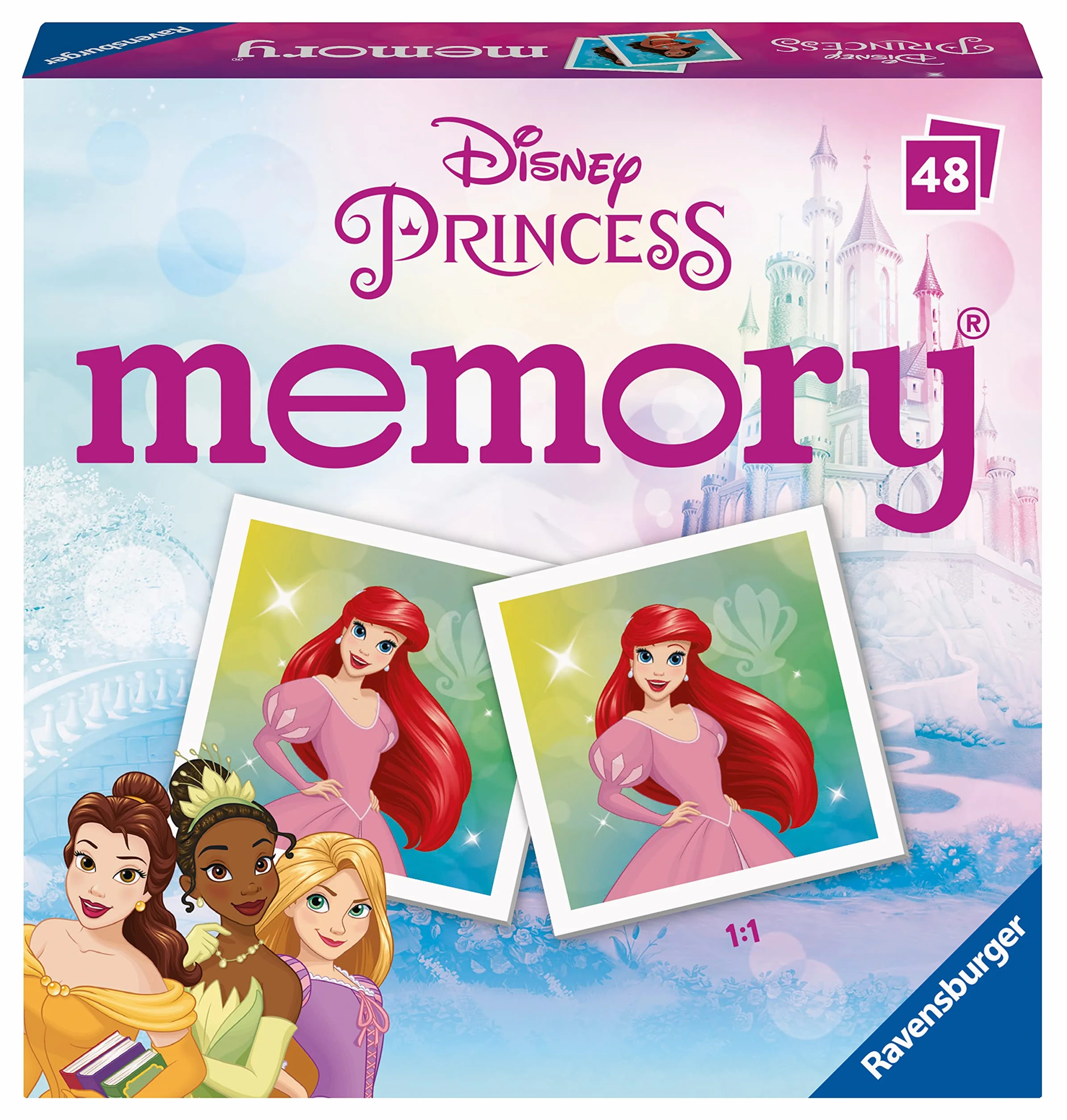 Ravensburger Memory Disney Princess mini gra pamięciowa, znalezienie pasujących par obrazów, dla dzieci od 3 lat, edukacyjna zabawka dla małych dzieci
