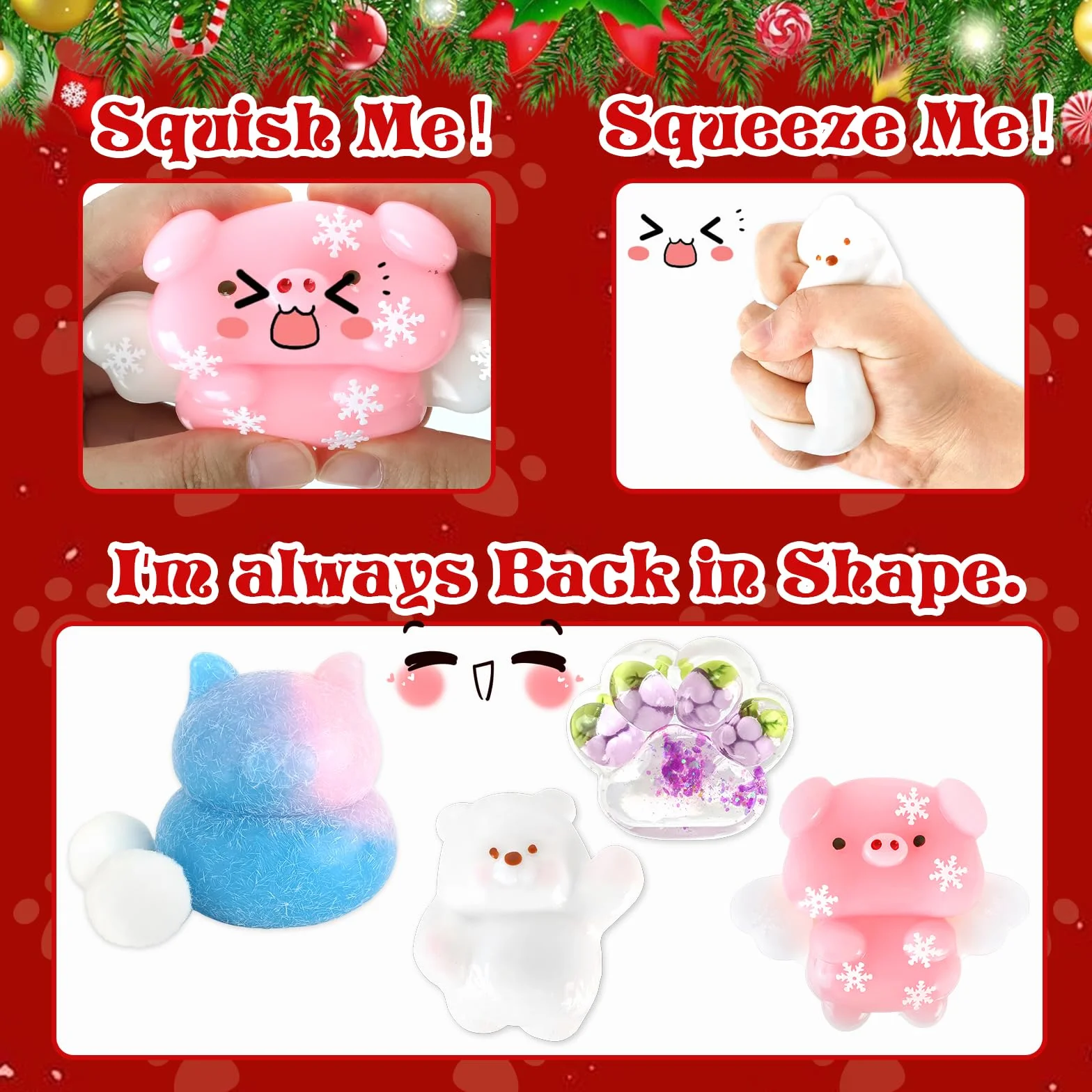 Zestaw 4 szt. Taba Squishy Fufu Squishy Squishy, antystresowe zabawki Fidget zabawki sensoryczne wyciskanie zabawki prezenty na urodziny Boże Narodzenie upominki na przyjęcia