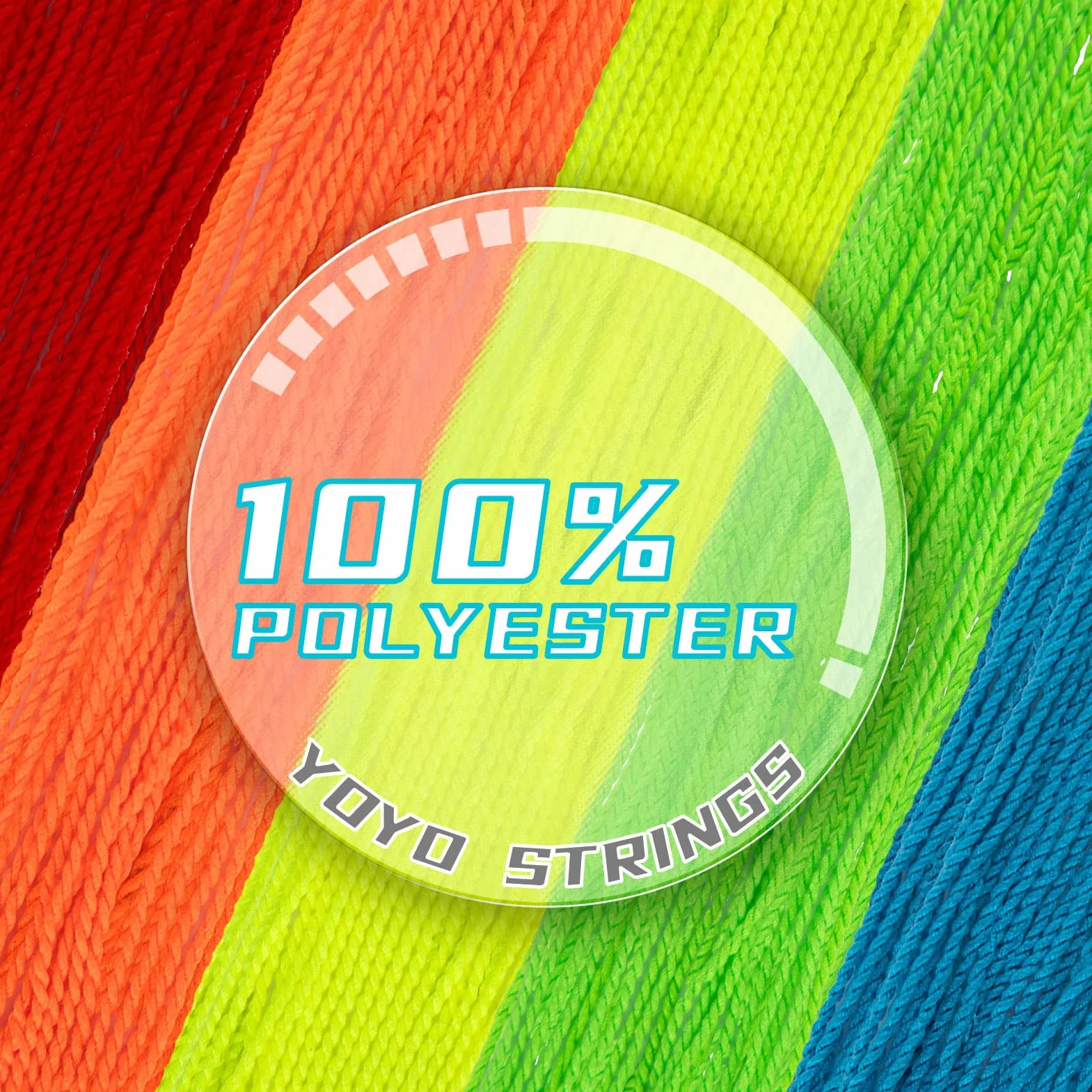 Yoyo Strings Professional 100% Poliester dla Reagujących i Niereagujących Yoyo - Pack 25: Żółty, Zielony, Niebieski, Pomarańczowy, Czerwony