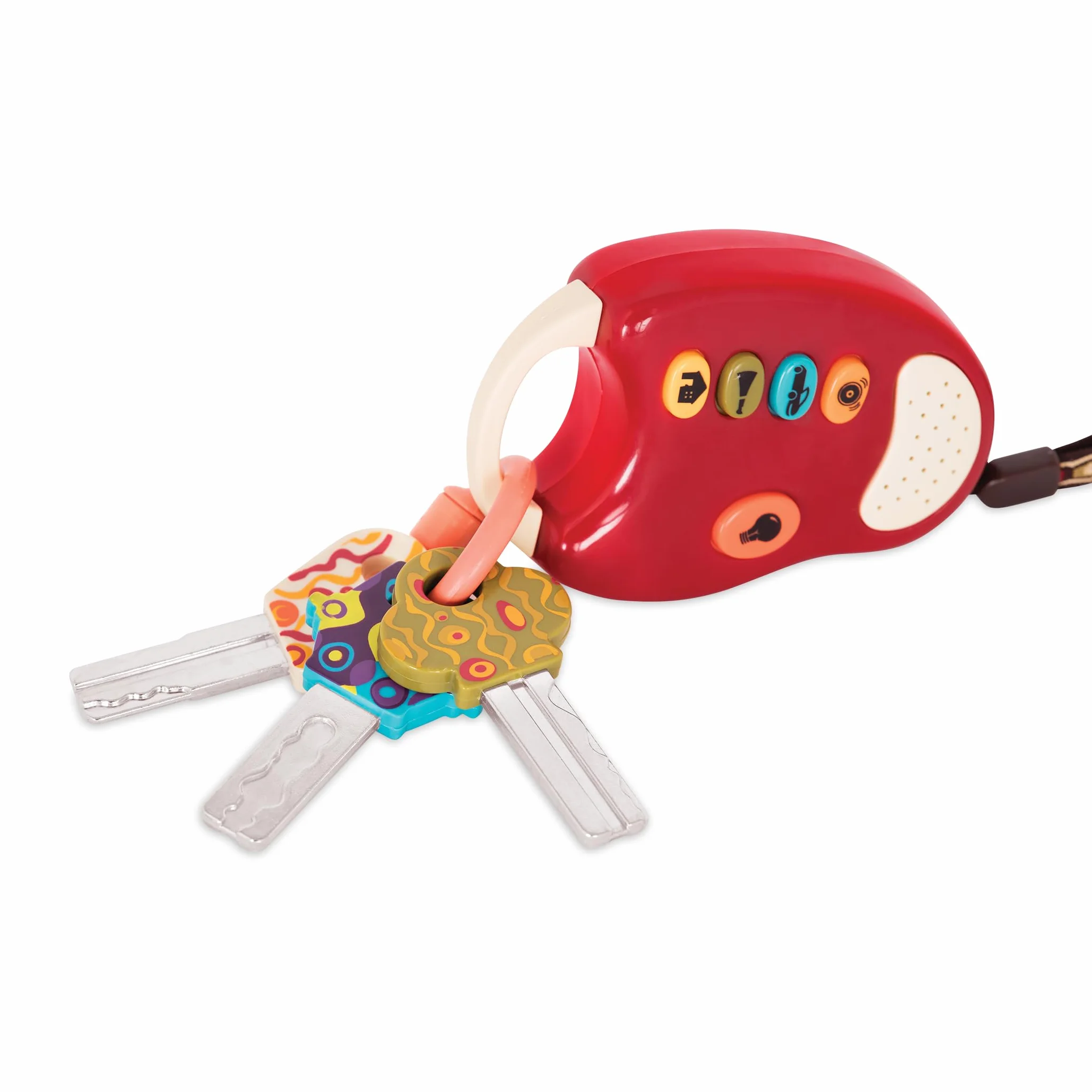 B. toys – FunKeys Toy – Funky Toy Keys dla małych dzieci i niemowląt – zabawka kluczyki samochodowe i czerwony pilot zdalnego sterowania z jasnością i dźwiękami – w 100% nietoksyczne i wolne od BPA