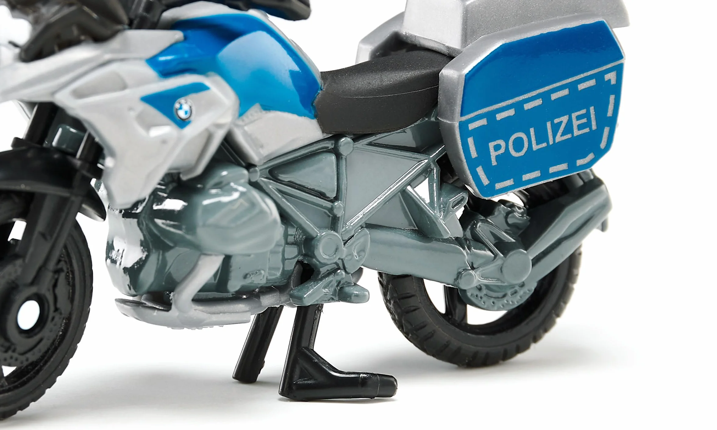 siku 1551, BMW motocykl policyjny, metal/tworzywo sztuczne, niebieski/srebrny, zabawkowy motocykl dla dzieci, niebieskie światło, ruchoma kierownica i stojak