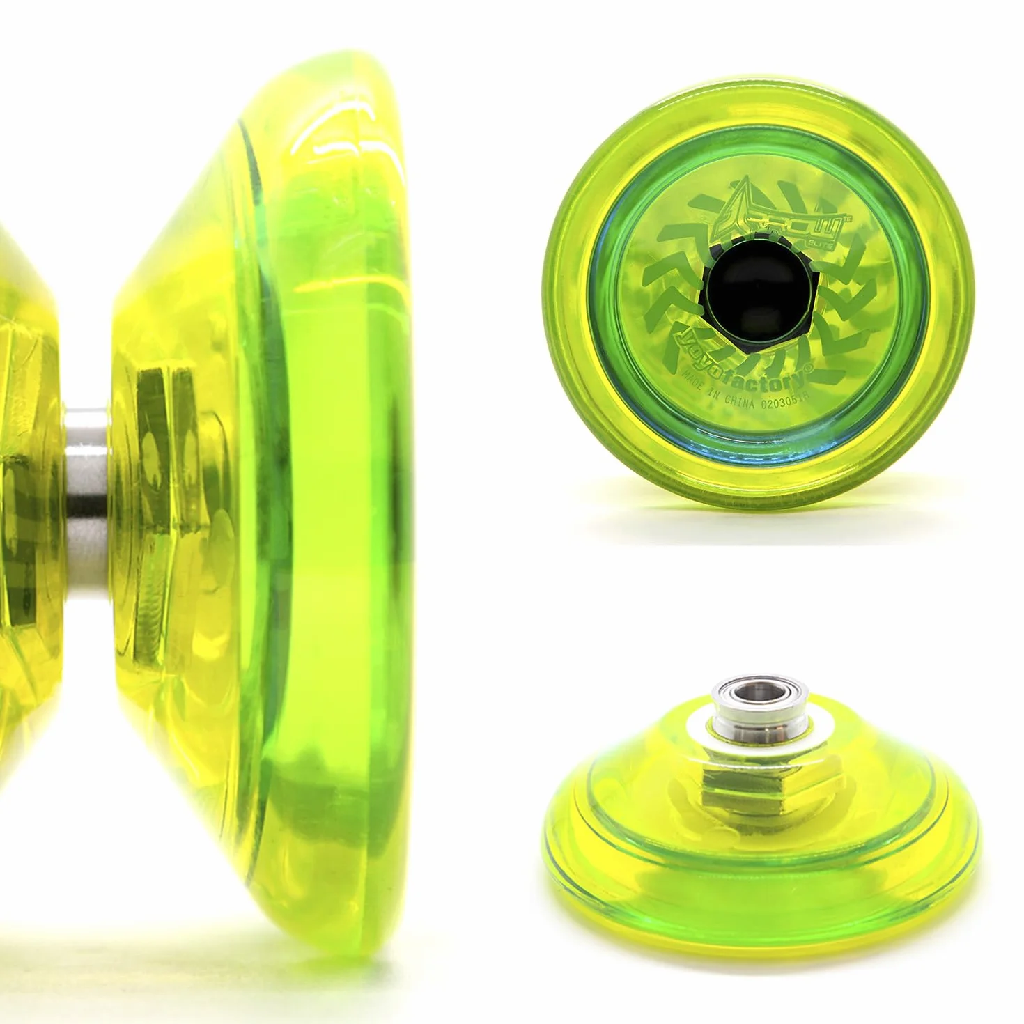YoyoFactory Arrow Yo-Yo – żółty (od początkującego do profesjonalisty, 2 metalowe łożyska kulkowe, sznurek i instrukcja w zestawie)
