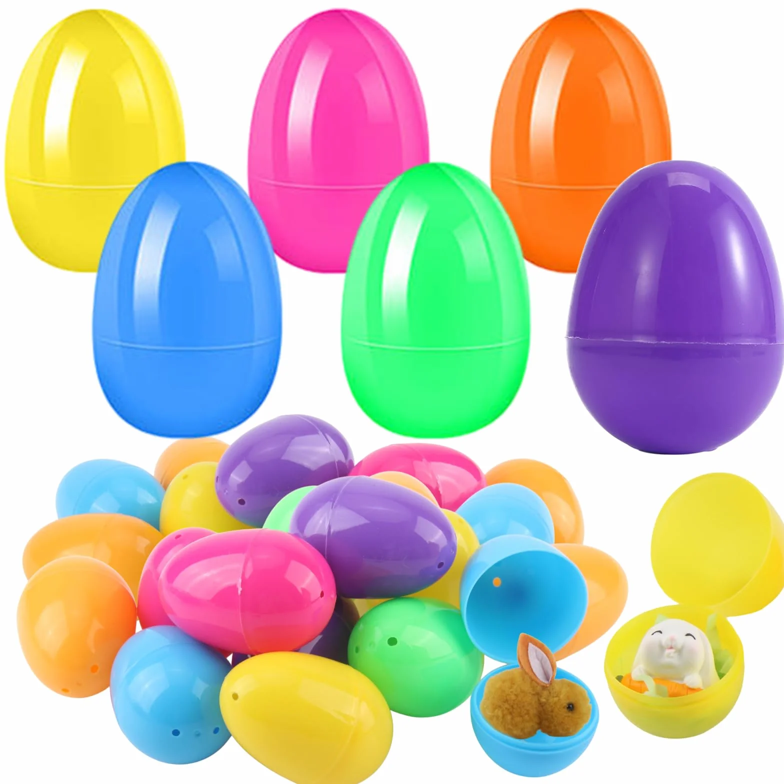 36 sztuk plastikowych jajek wielkanocnych 8 cm, jajka wielkanocne do wypełnienia, kolorowe jajka na Wielkanoc, jajka dekoracyjne do dekoracji wielkanocnej, jajka na potrzeby szkoły, potrzeby na