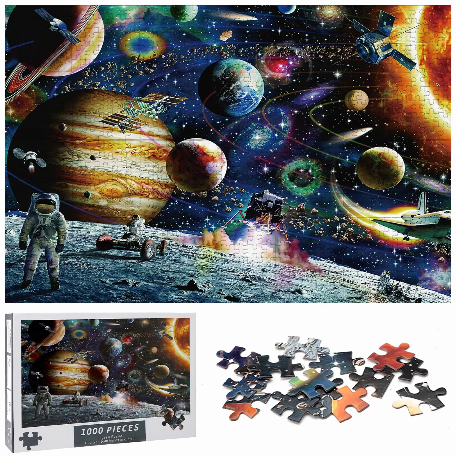 APOMOONS Puzzle 1000 elementów, dla dorosłych i dzieci, imponujące zagadki, kolorowy motyw Układu Słonecznego