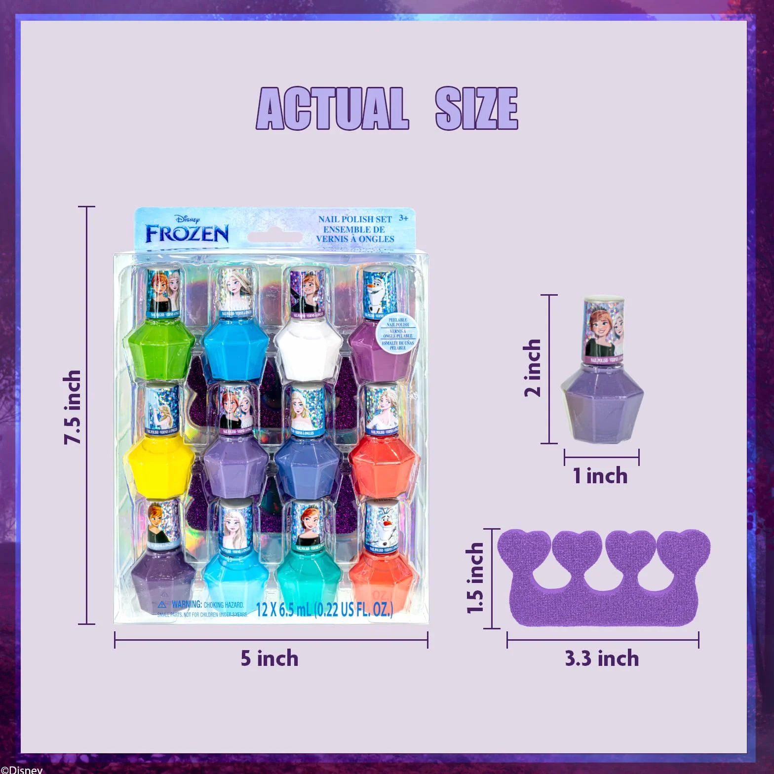 Disney Frozen Wodny Lakier do Paznokci 14 szt z Separatorami