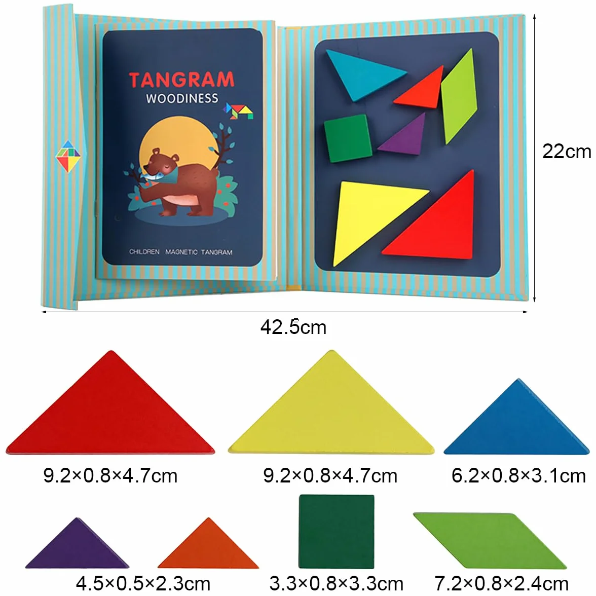 Magnetyczny Tangram, drewniane puzzle w kształcie tangrama, zabawka edukacyjna dla dzieci w wieku od 3 lat.