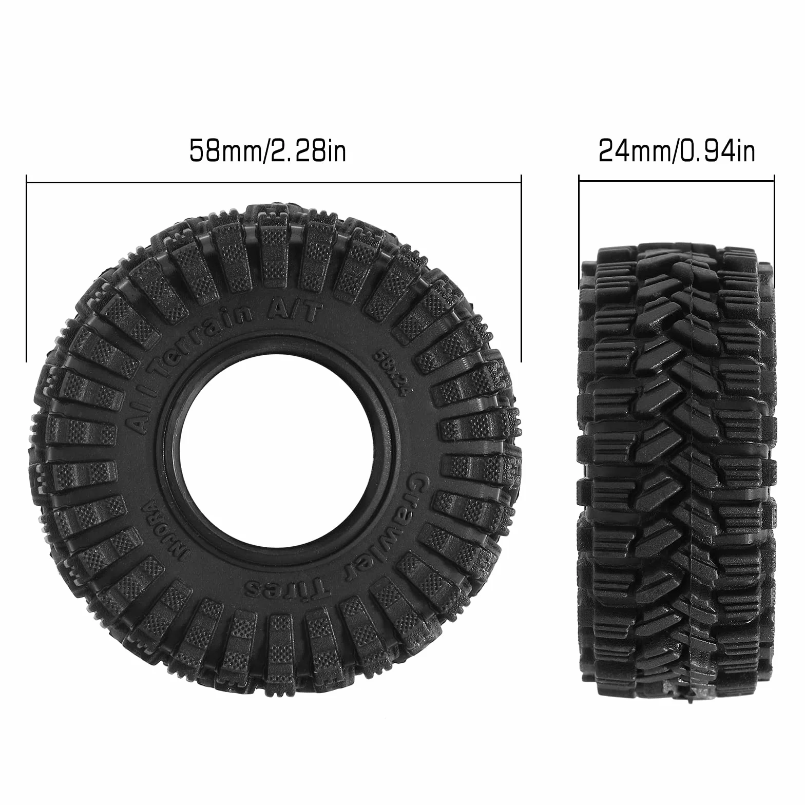 INJORA Opony 1.0 - 58 * 24 mm All-Terrain Super miękkie lepkie opony do TRX4M 1/18 1/24 RC Crawler SCX24 AX24, T1017